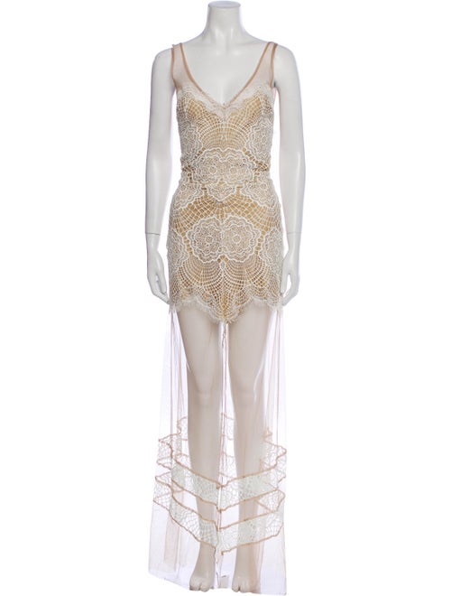 For Love & Lemons Lace Pattern Long Dress