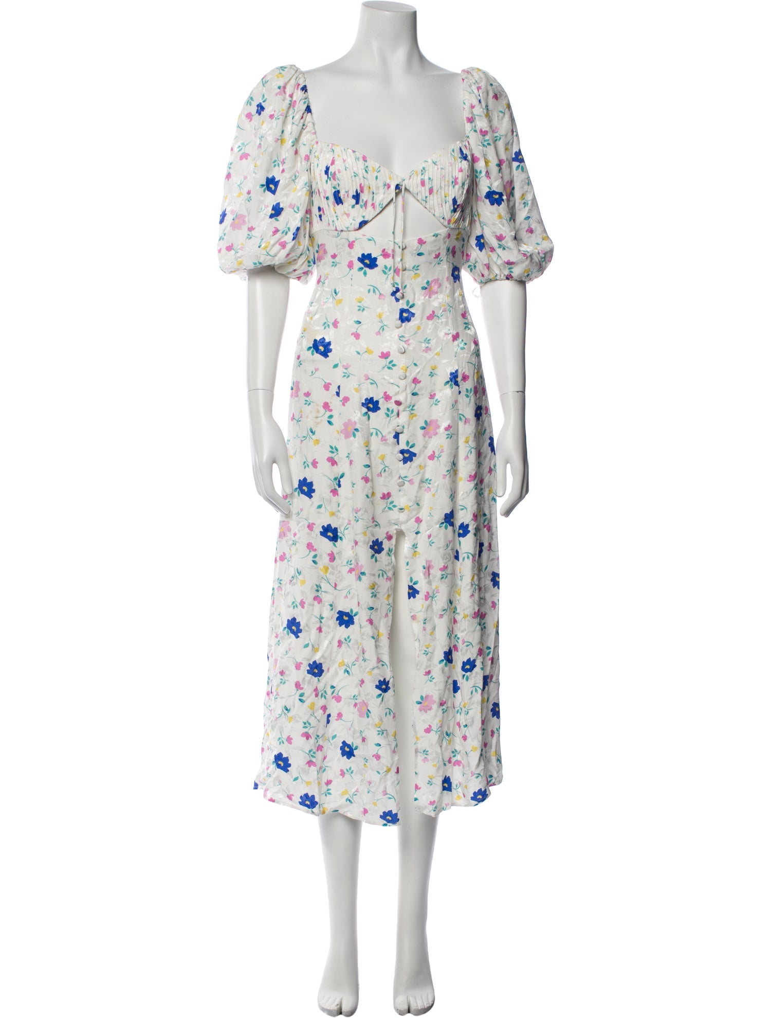 For Love & Lemons Floral Print Midi Length Dress