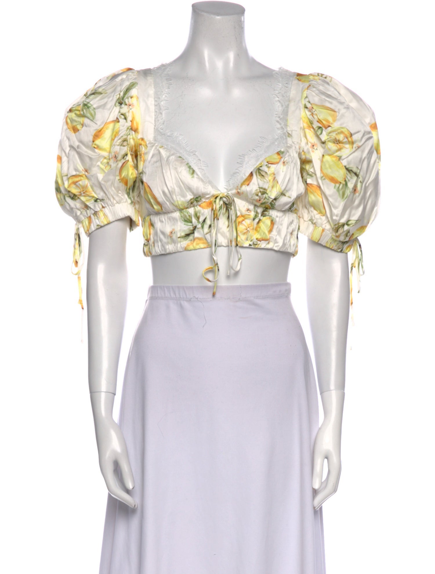 For Love & Lemons Floral Print V-Neck Crop Top w/ Tags