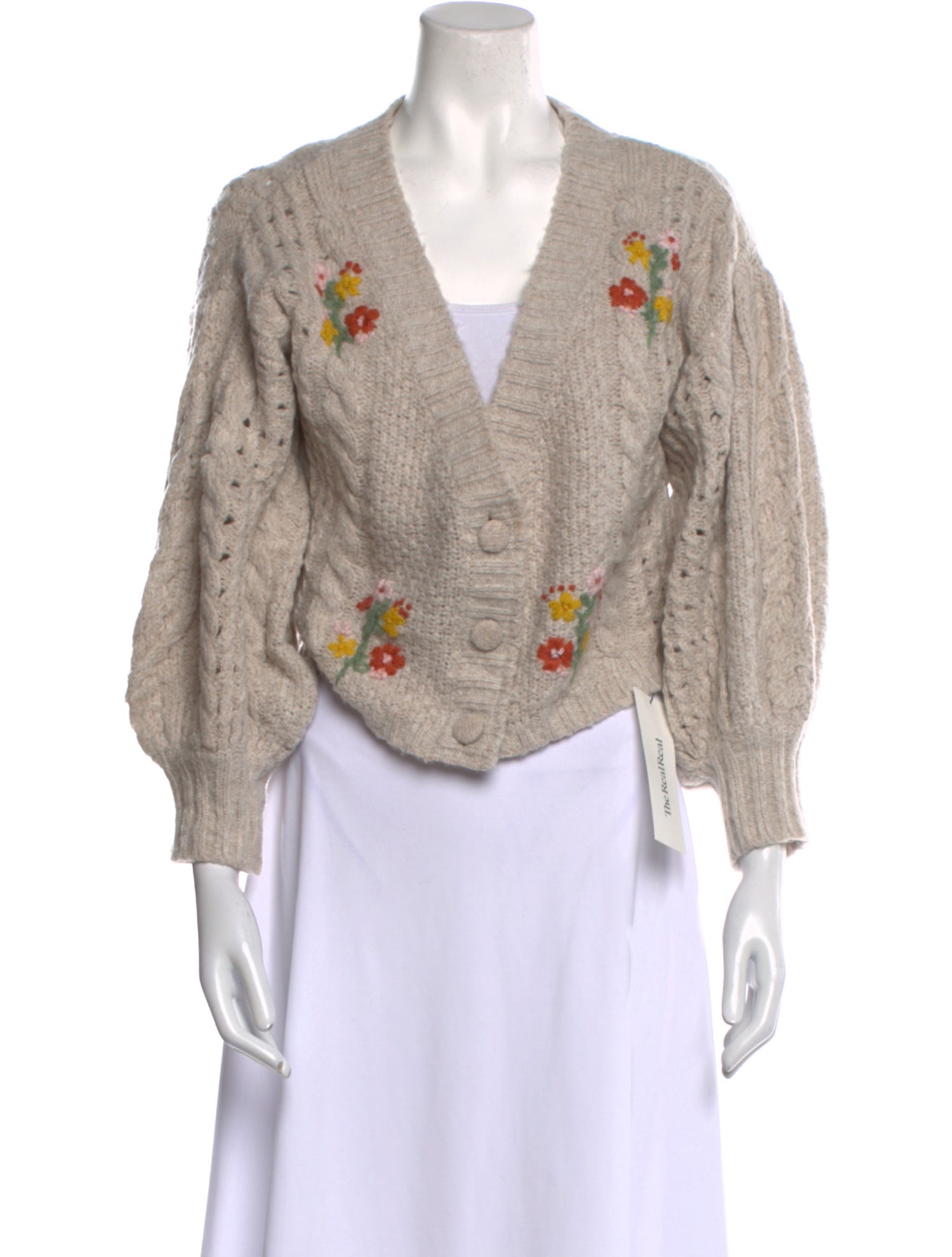 For Love & Lemons Floral Print V-Neck Sweater