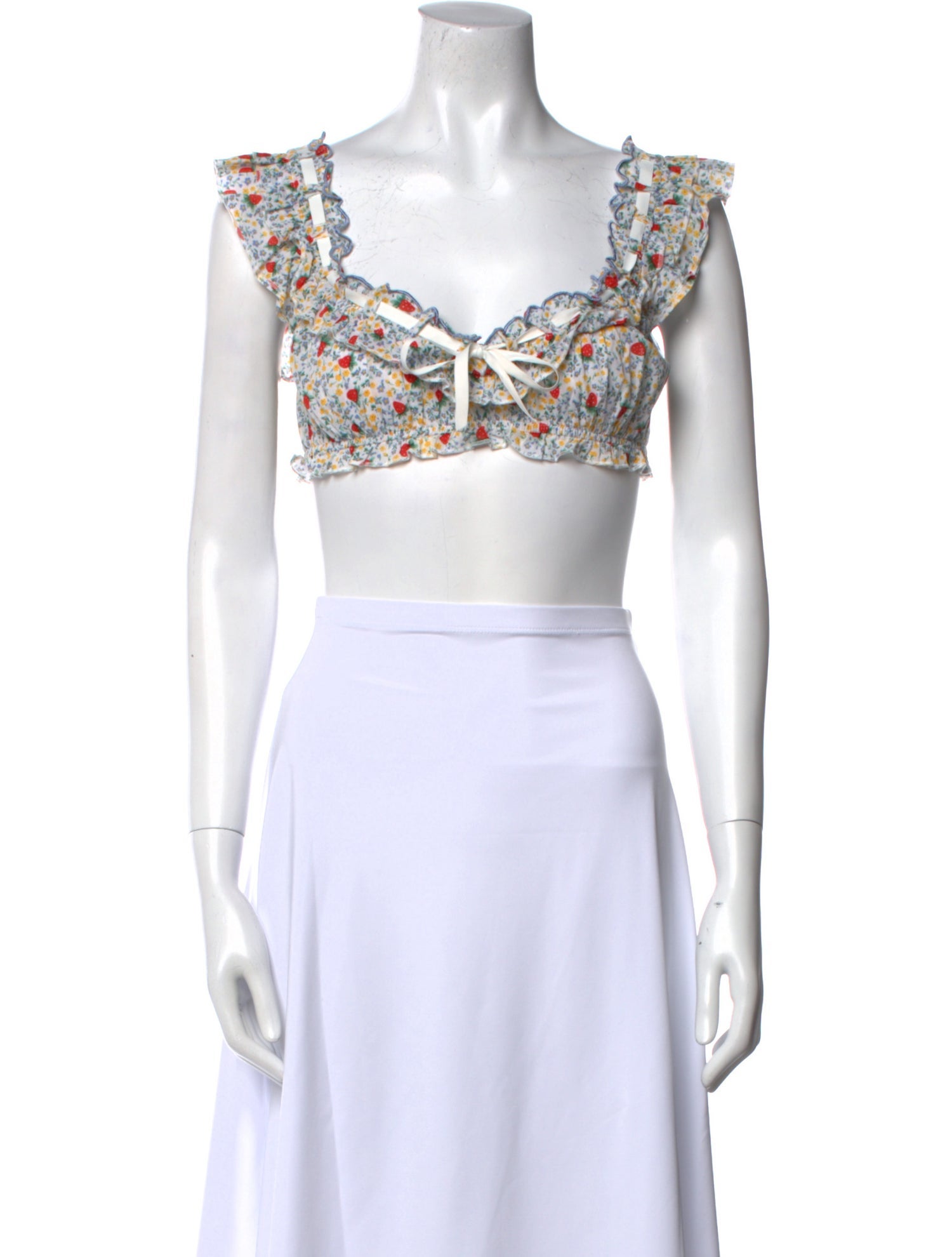 For Love & Lemons Floral Print Square Neckline Crop Top