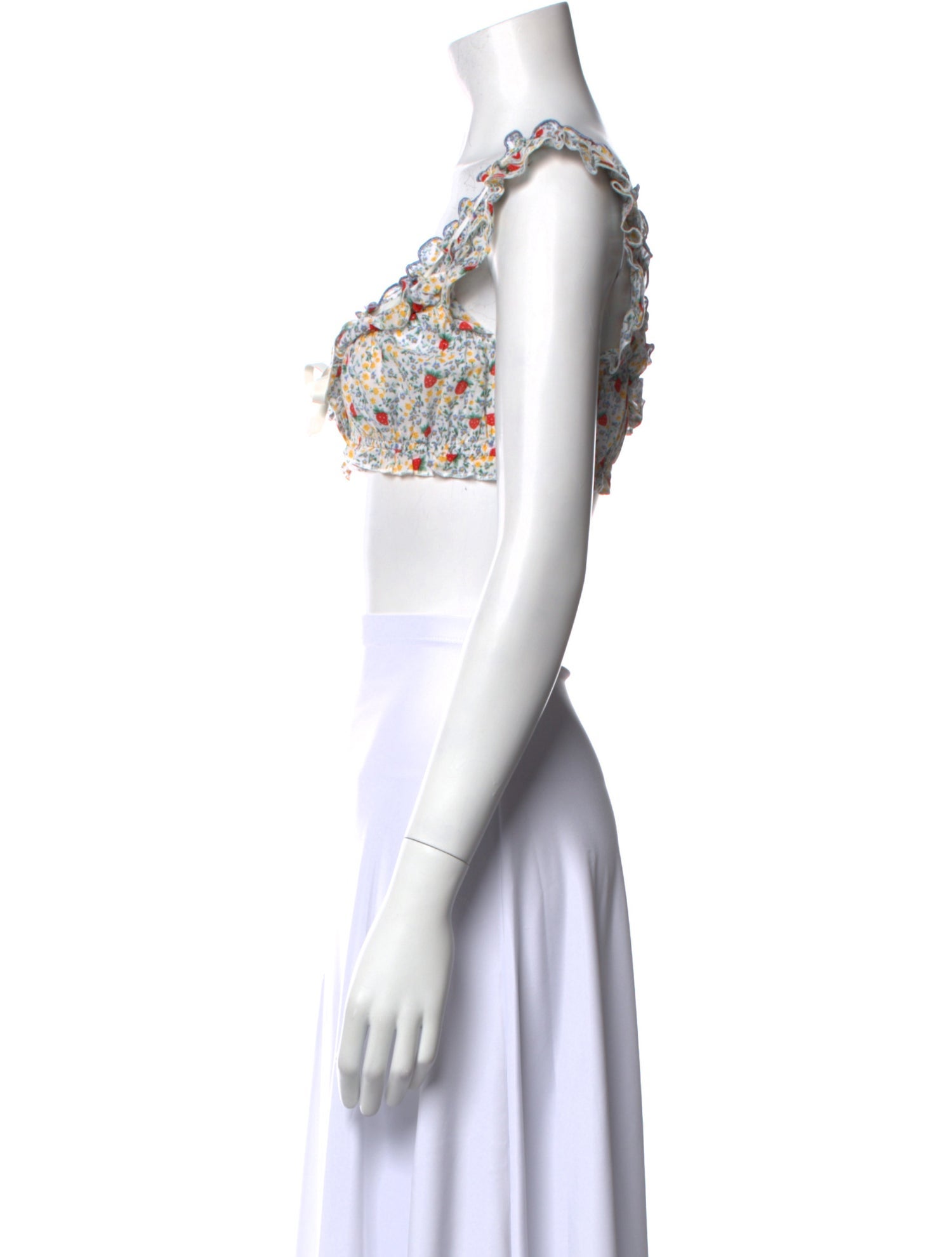 For Love & Lemons Floral Print Square Neckline Crop Top