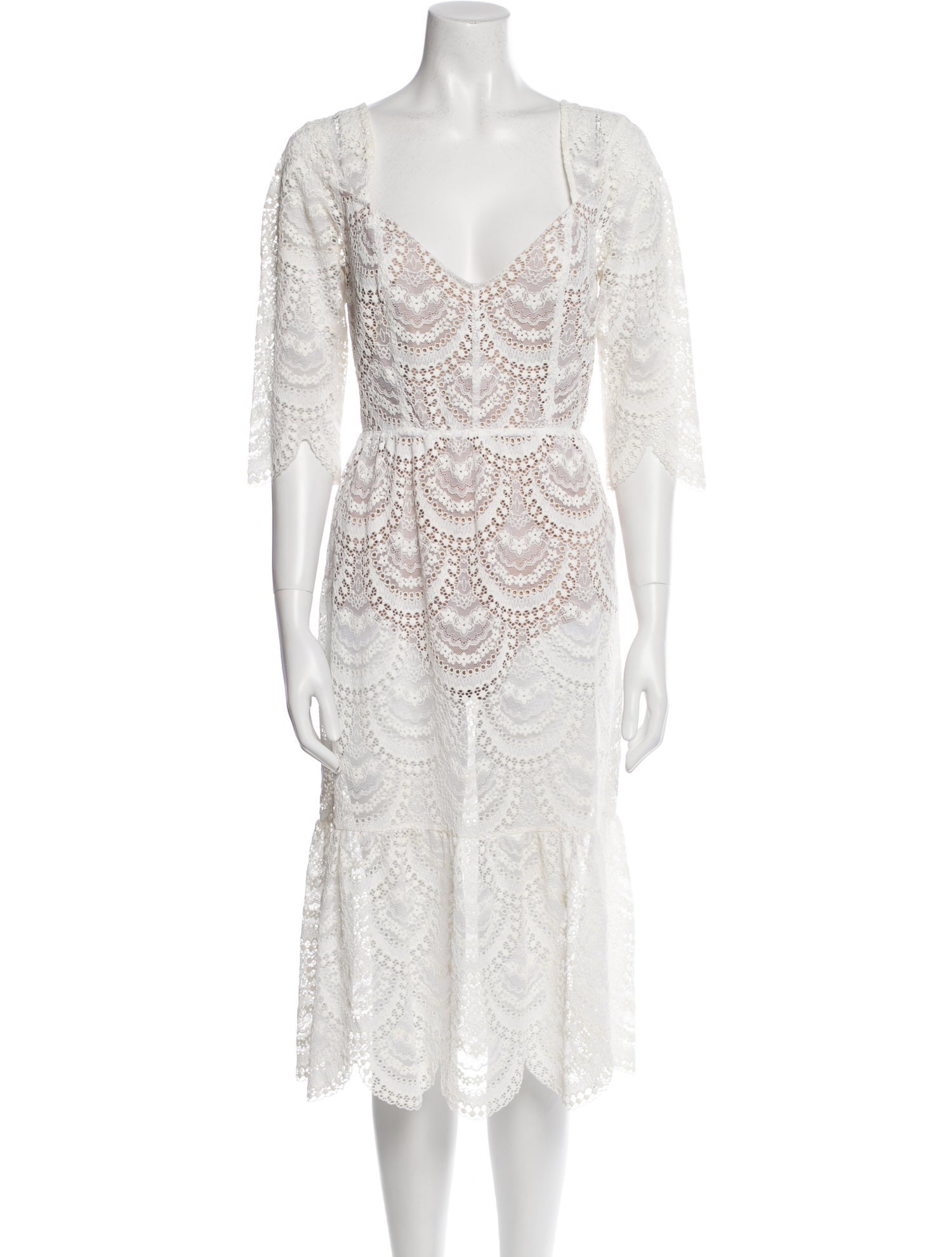 For Love & Lemons V-Neck Midi Length Dress
