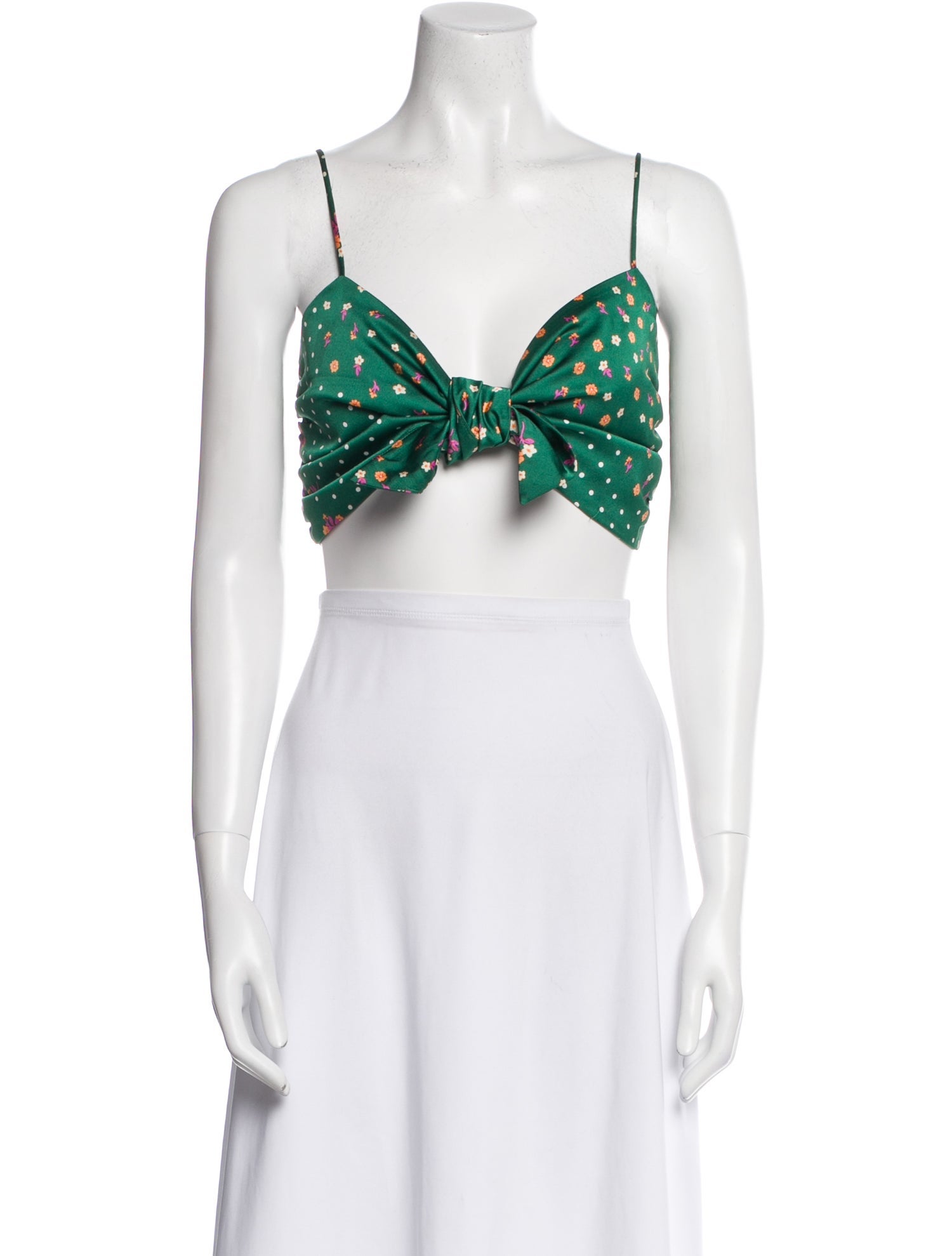 For Love & Lemons Floral Print V-Neck Crop Top