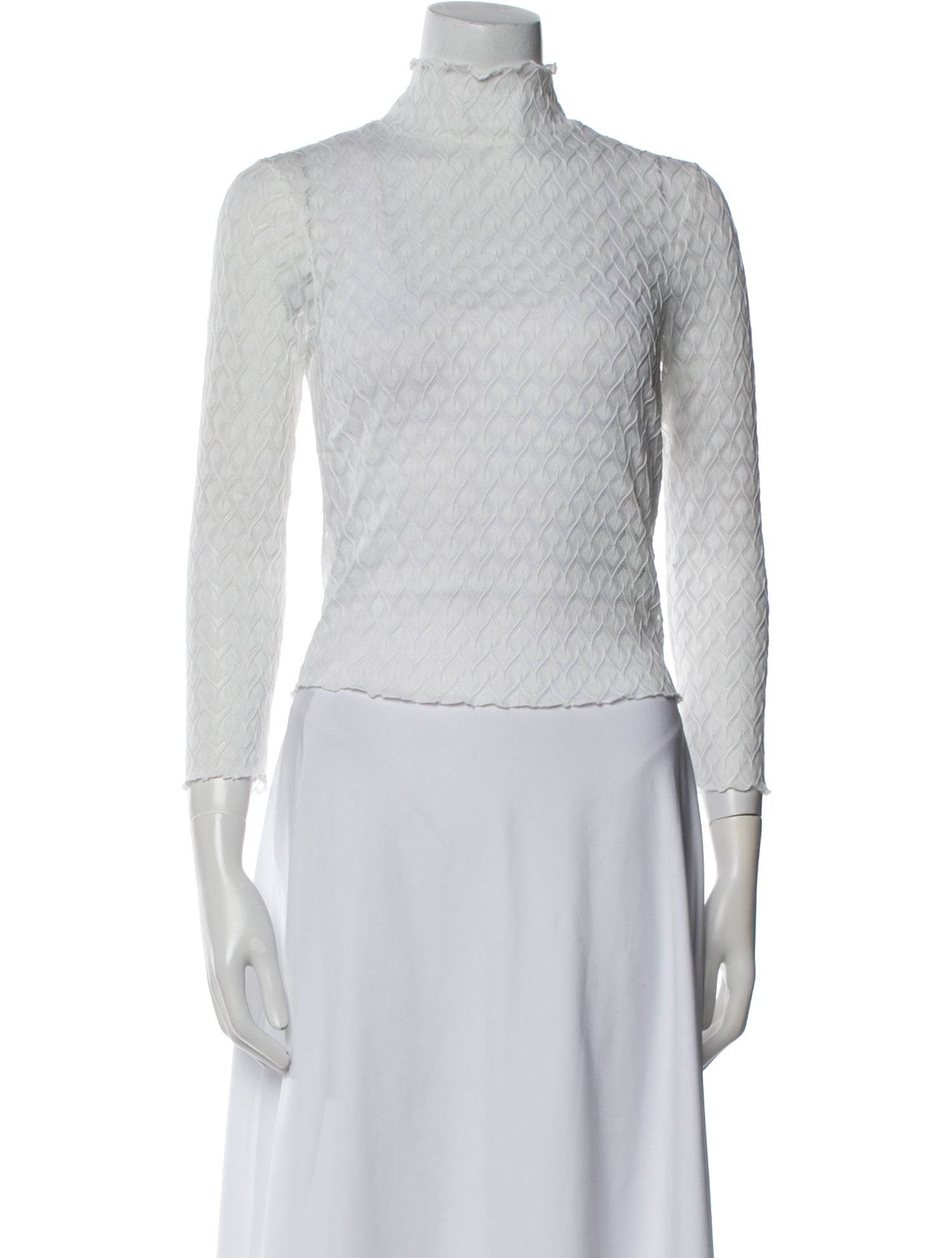 For Love & Lemons Turtleneck Three-Quarter Sleeve Crop Top