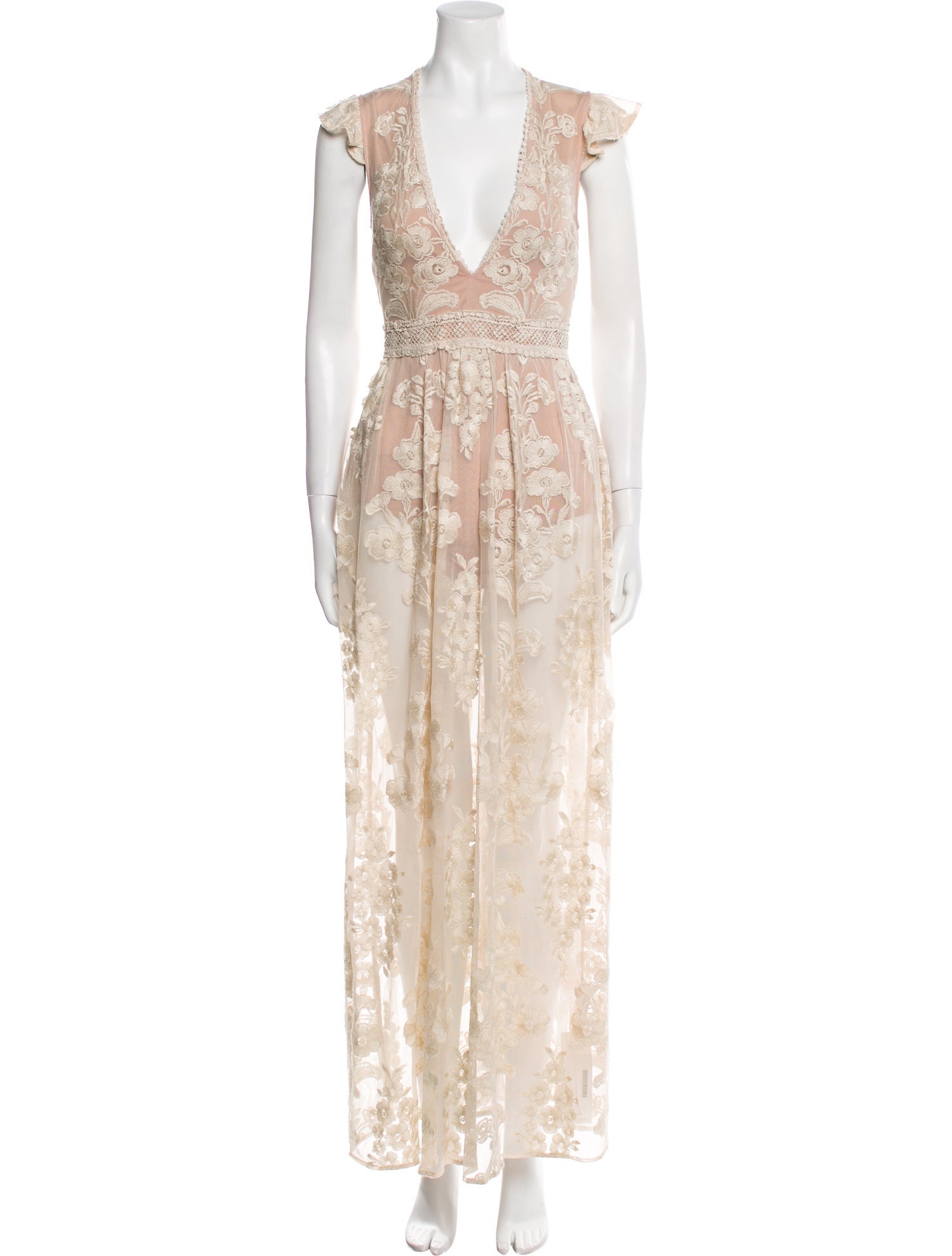 For Love & Lemons Lace Pattern Long Dress