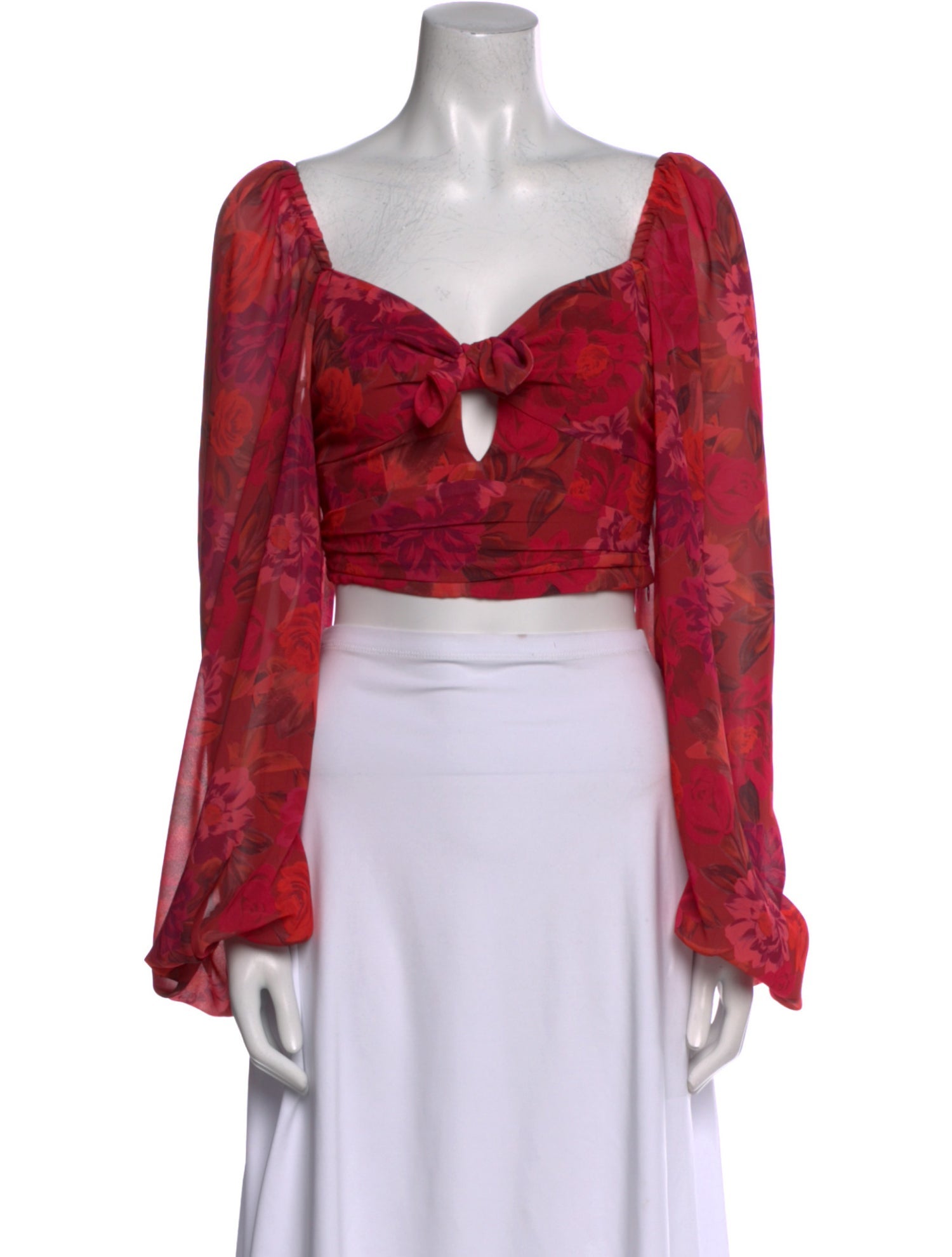 For Love & Lemons Floral Print V-Neck Crop Top