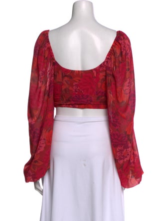 For Love & Lemons Floral Print V-Neck Crop Top