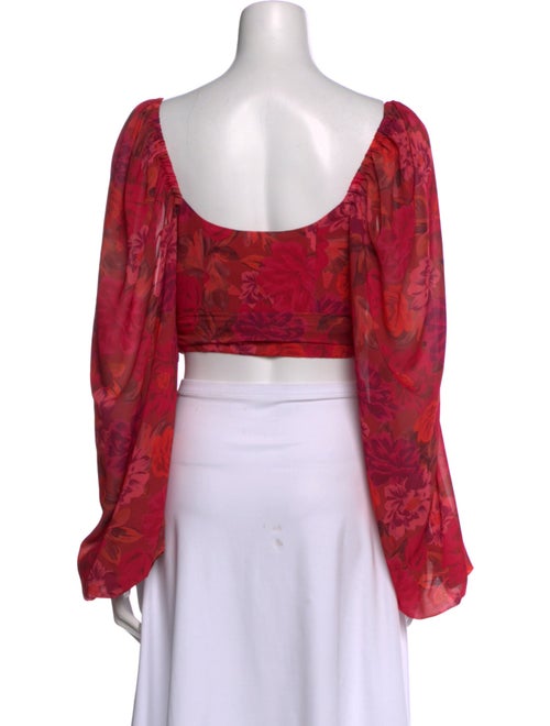 For Love & Lemons Floral Print V-Neck Crop Top