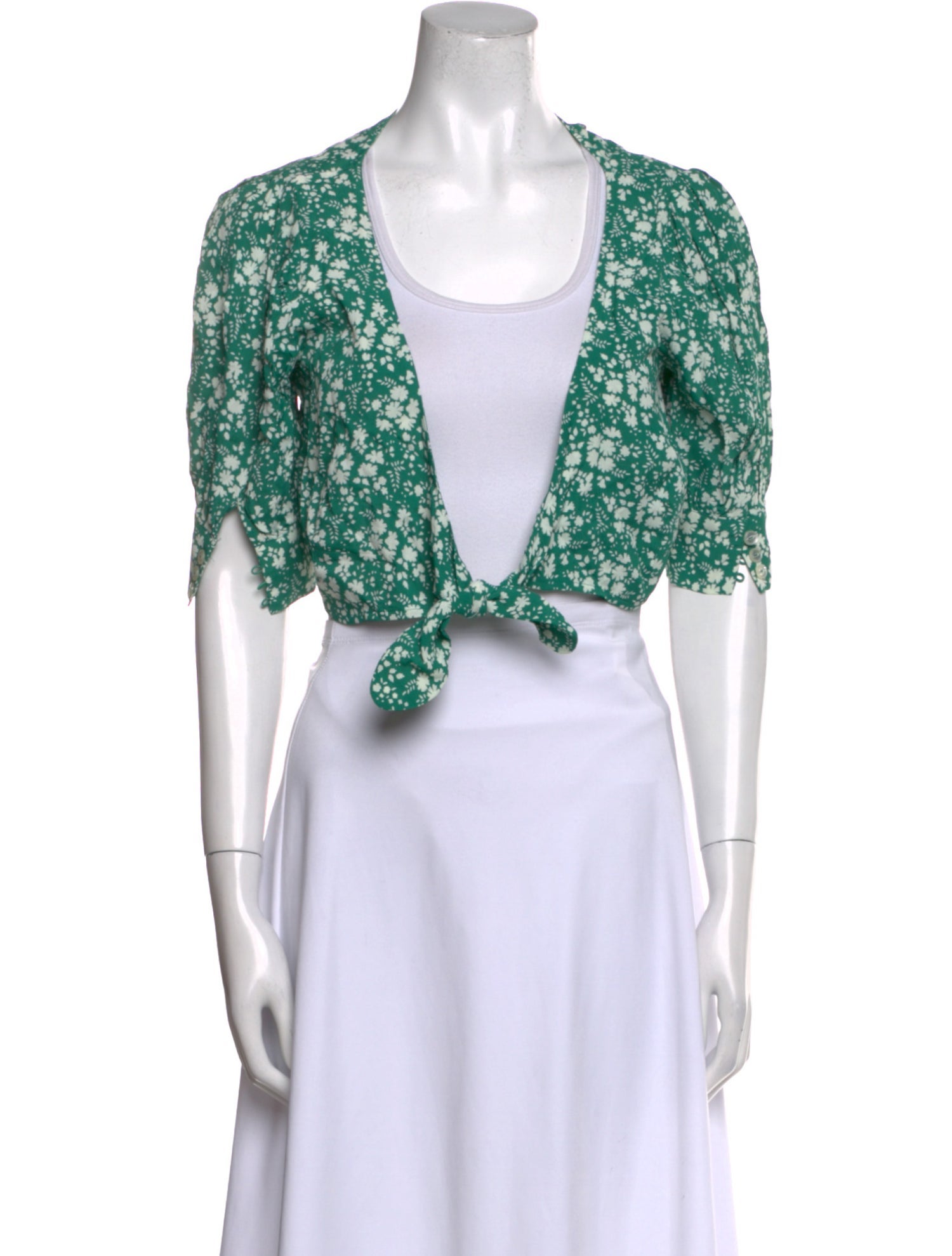 For Love & Lemons Floral Print V-Neck Crop Top