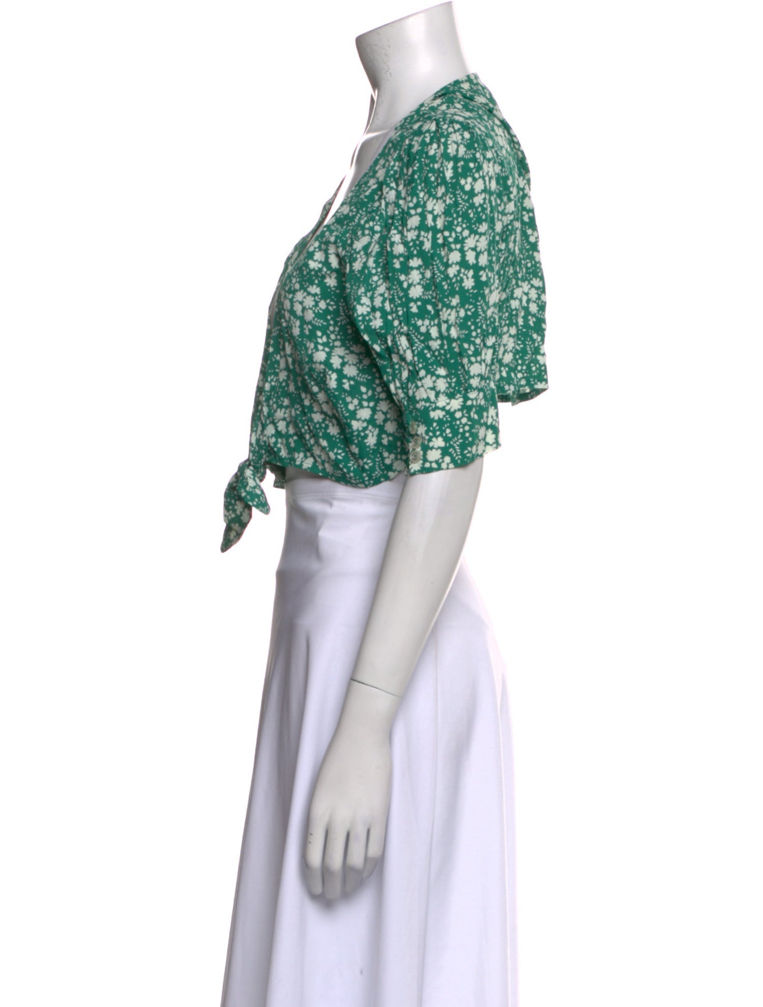 For Love & Lemons Floral Print V-Neck Crop Top