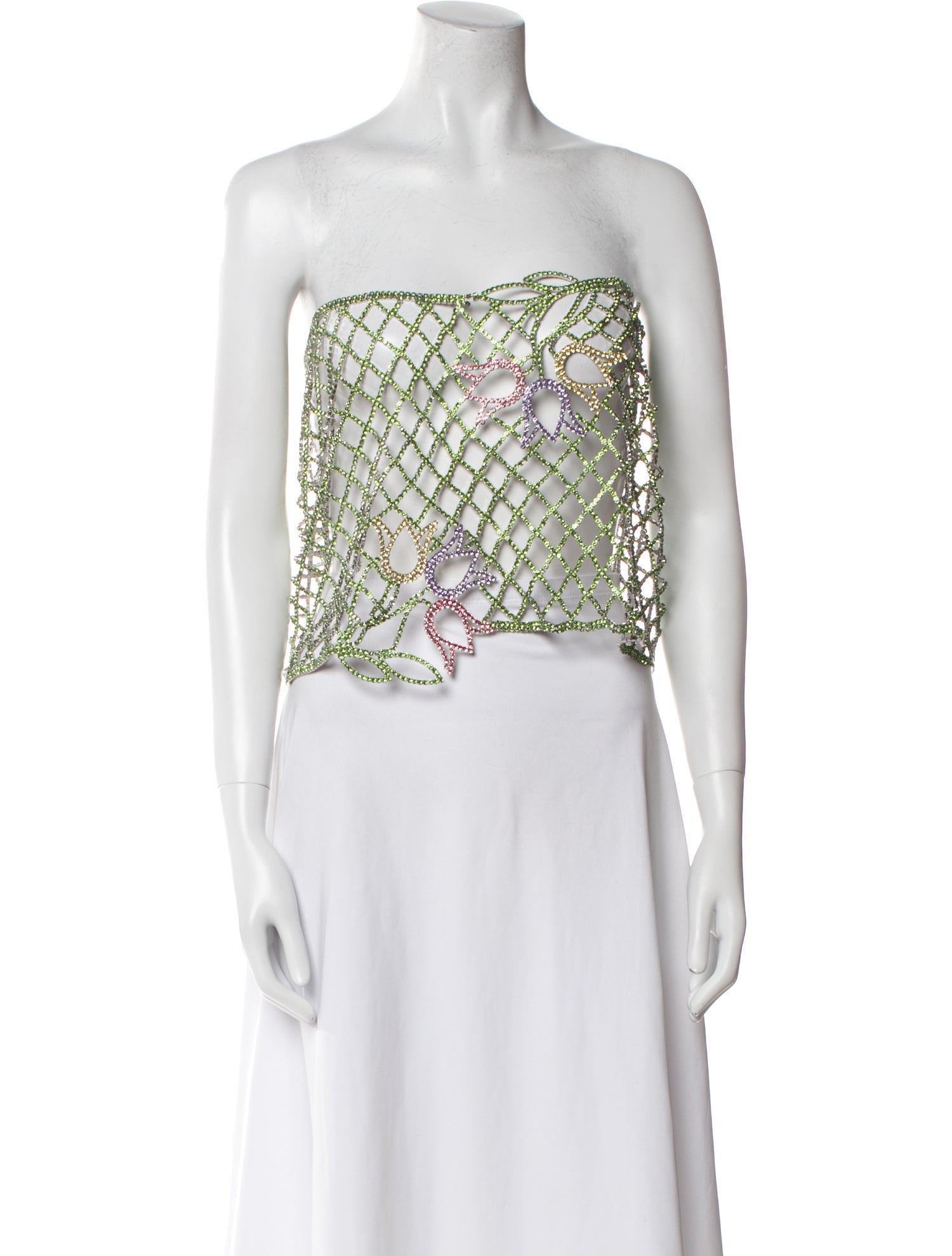 For Love & Lemons Printed Strapless Crop Top