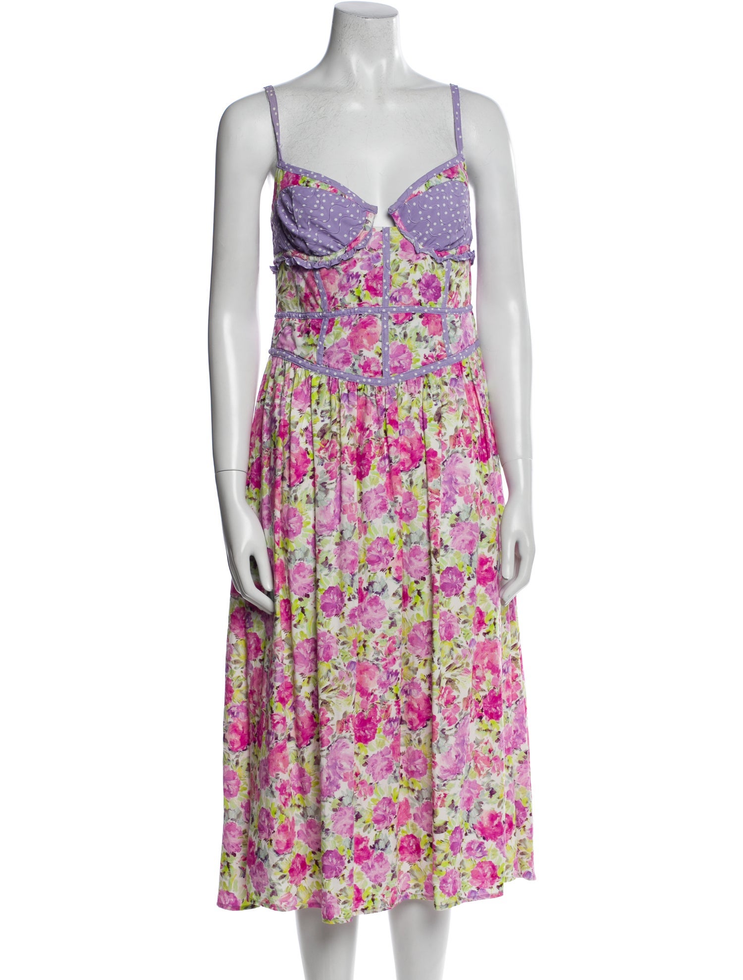 For Love & Lemons Floral Print Midi Length Dress