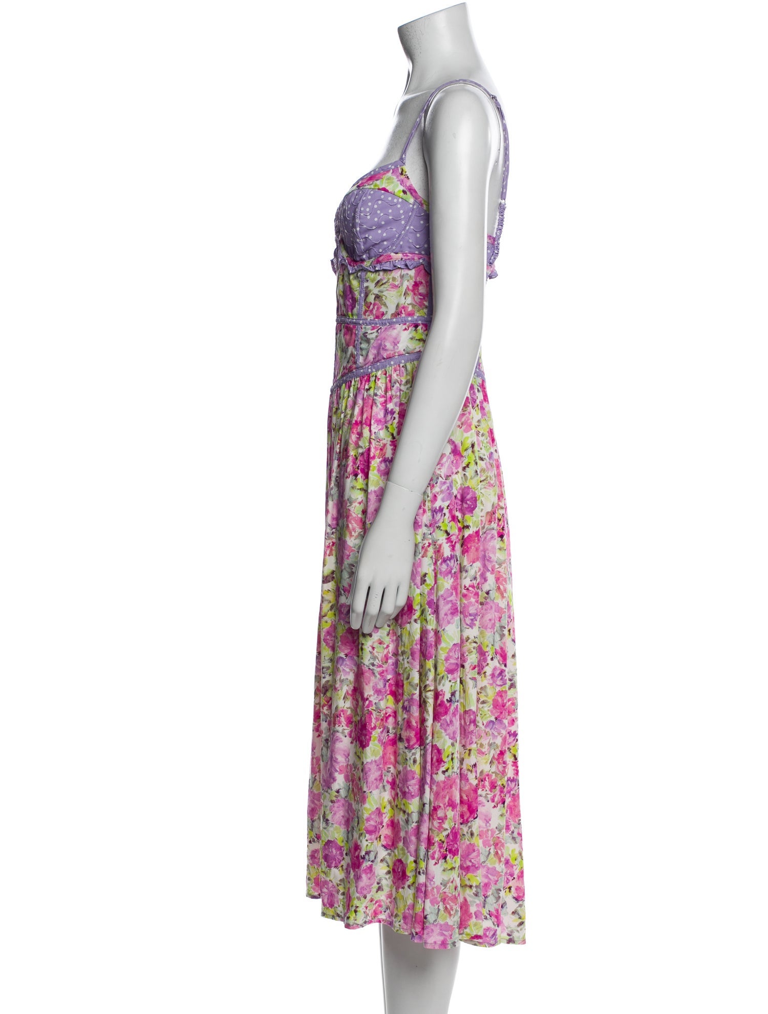 For Love & Lemons Floral Print Midi Length Dress