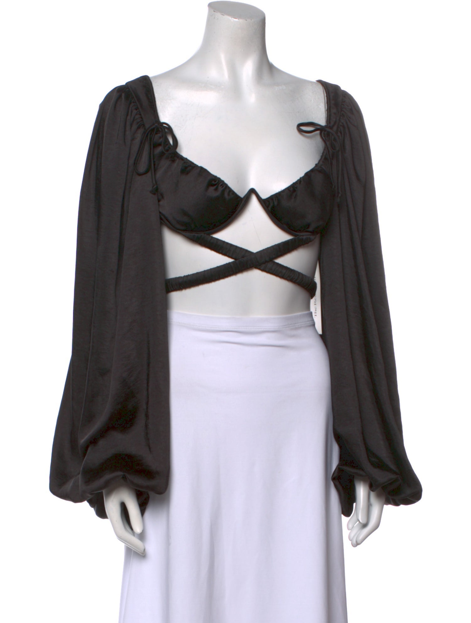 For Love & Lemons V-Neck Long Sleeve Crop Top