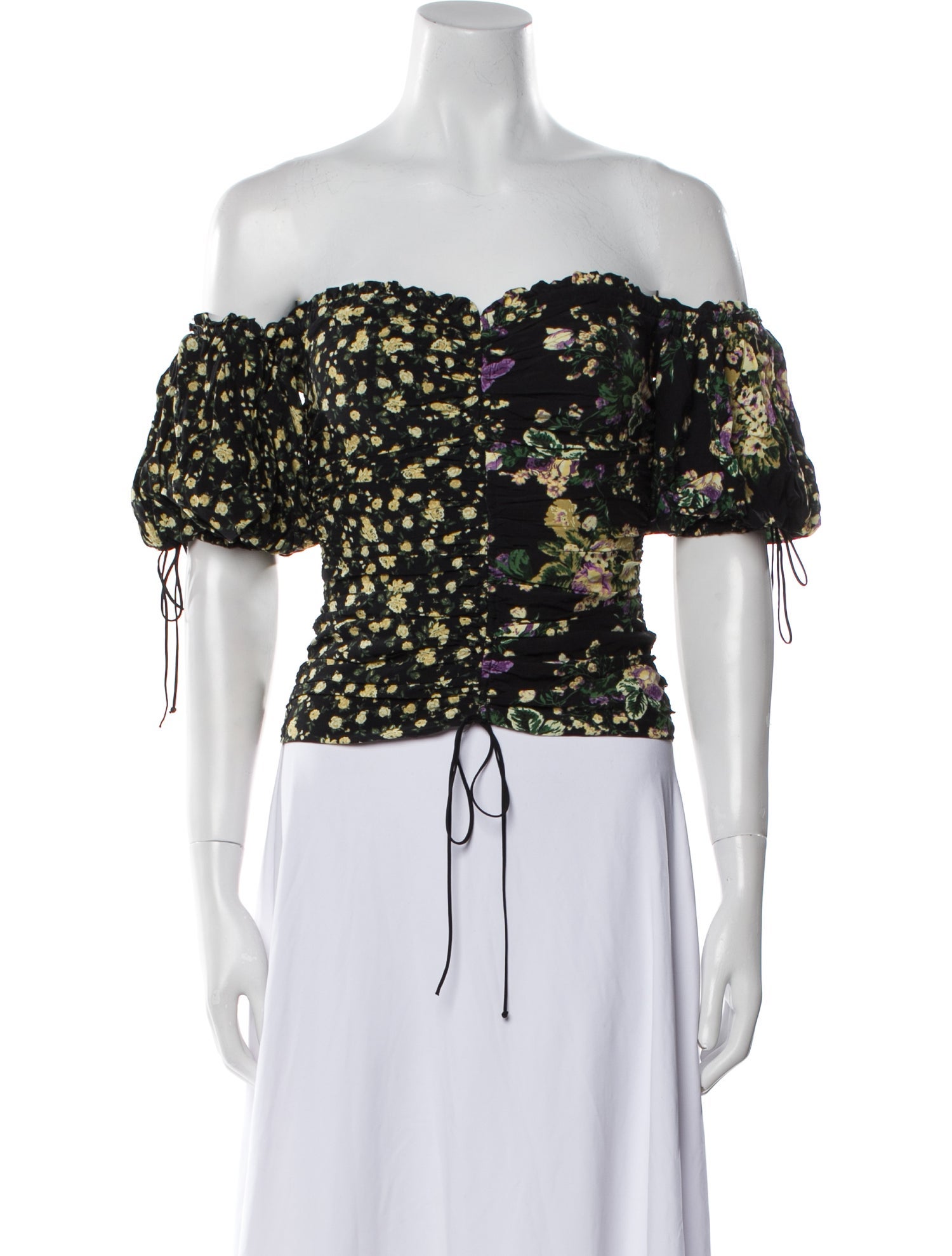 For Love & Lemons Floral Print Off-The-Shoulder Crop Top w/ Tags