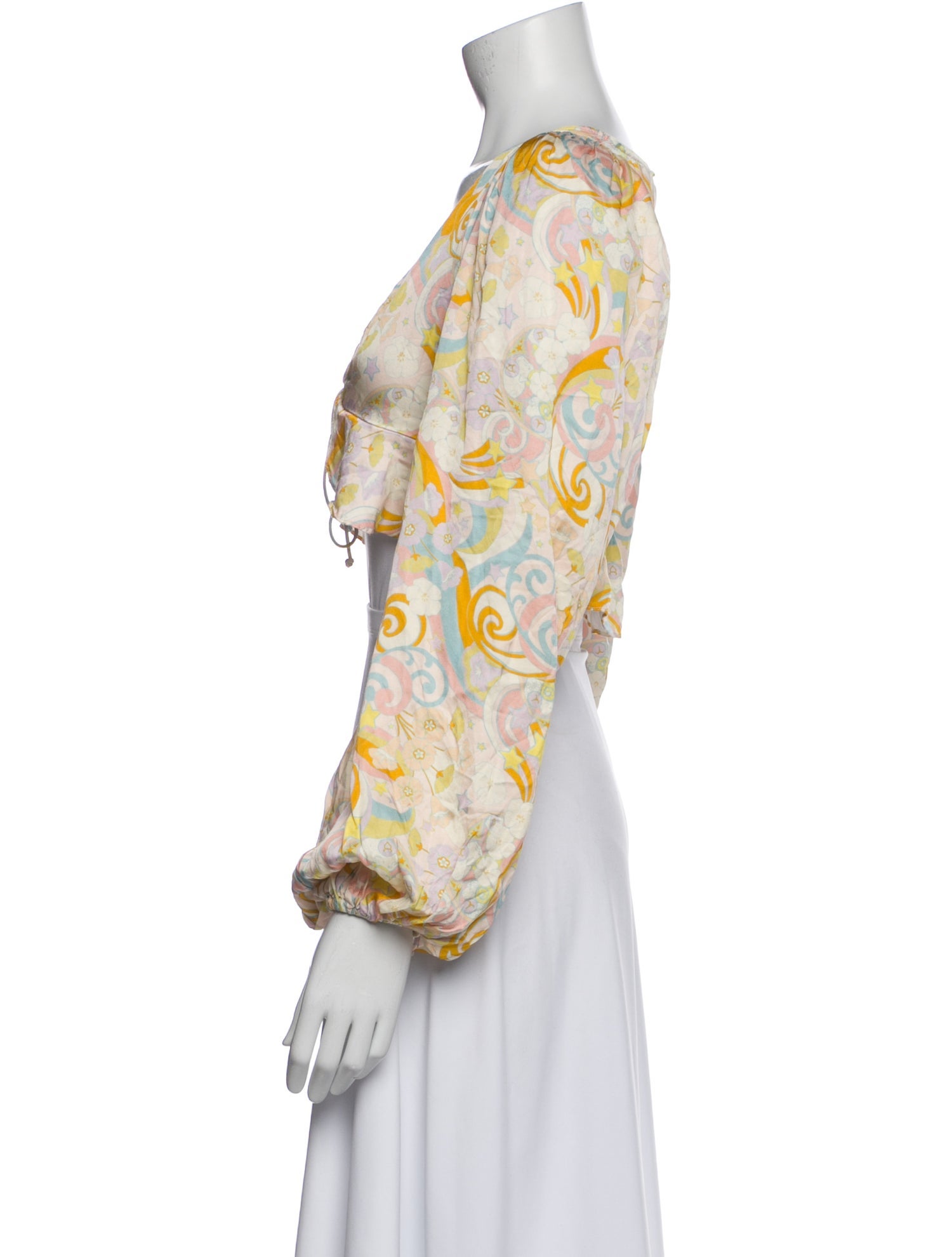 For Love & Lemons Printed V-Neck Crop Top