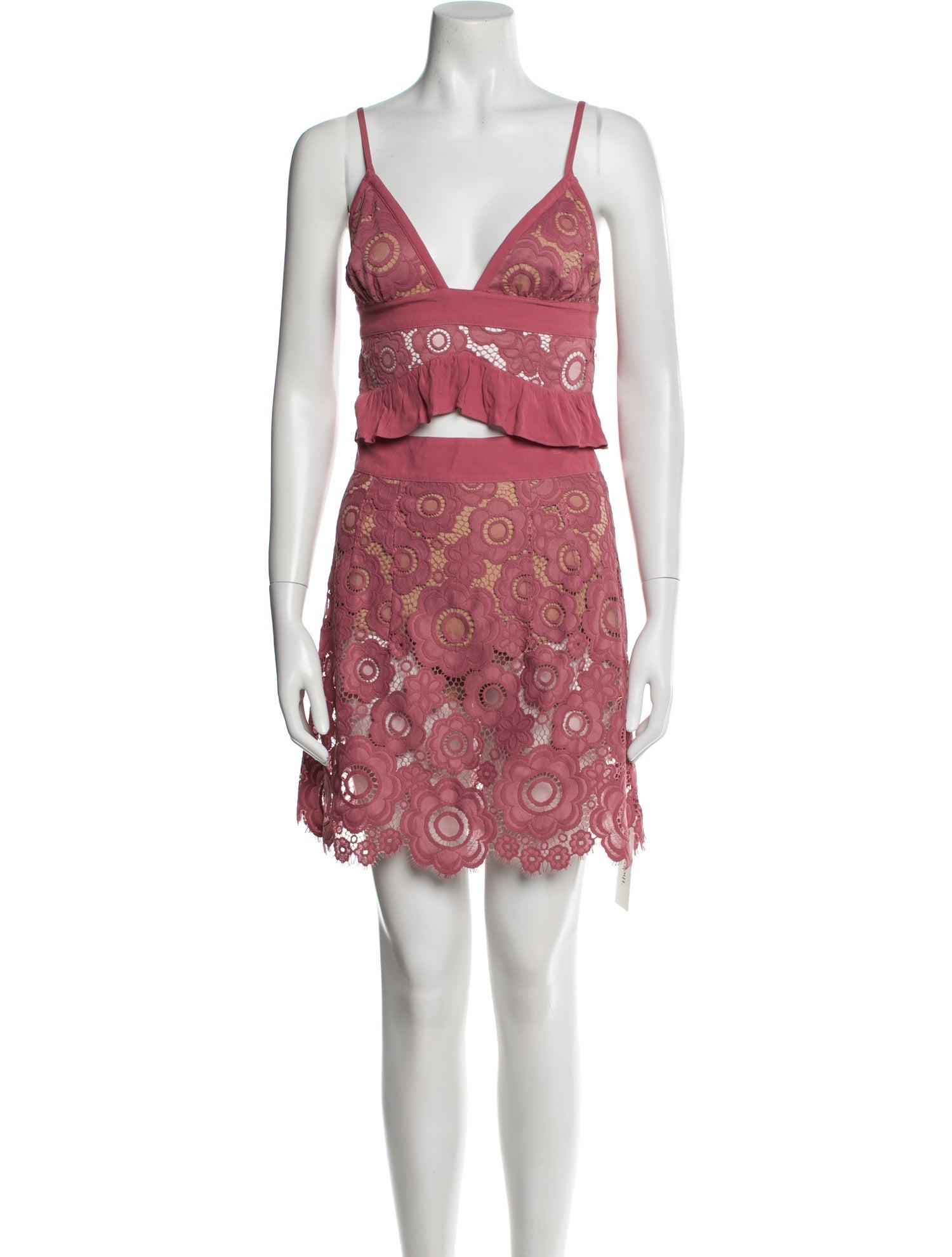 For Love & Lemons Lace Pattern Lace Trim Embellishment Skirt Set