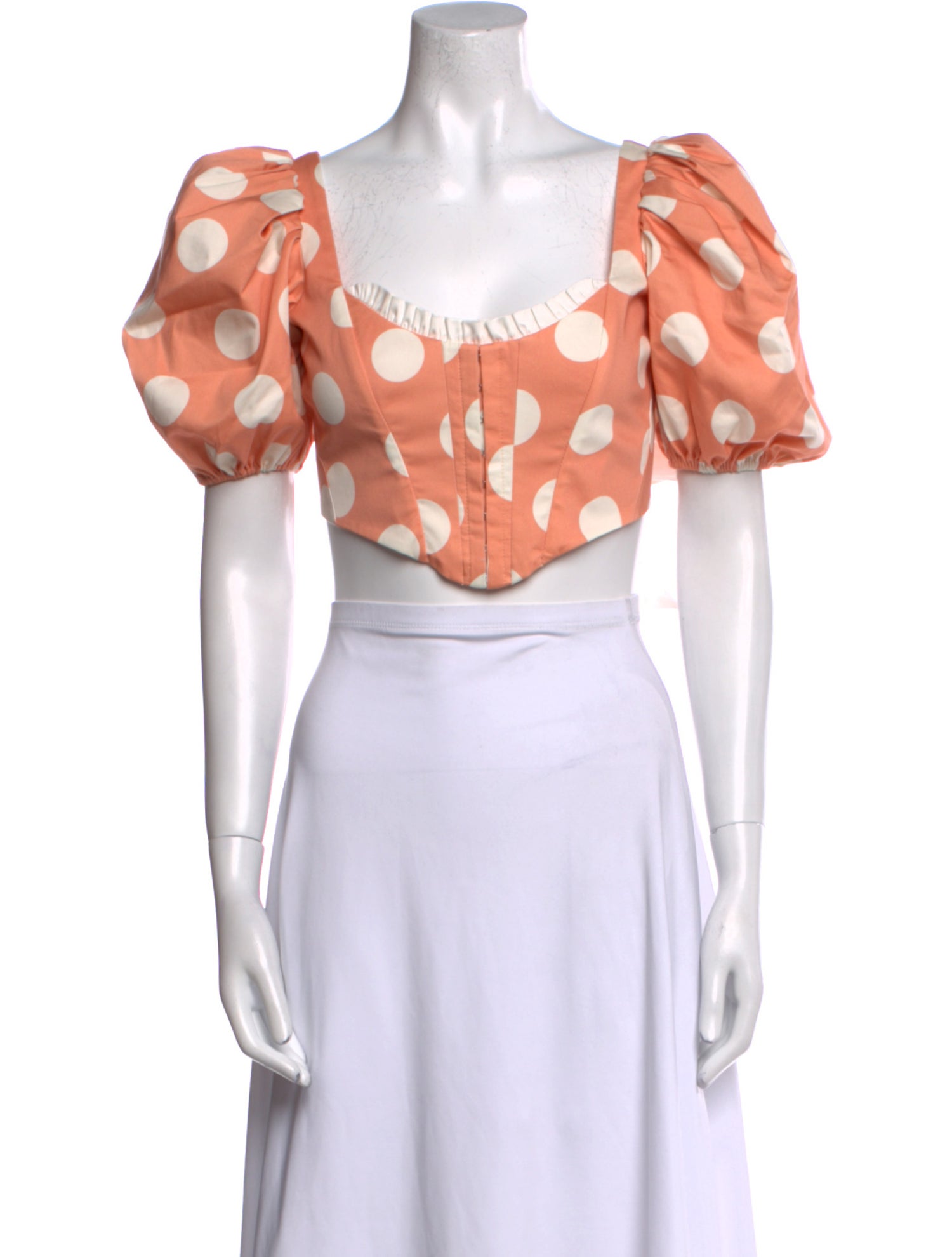 For Love & Lemons Polka Dot Print Square Neckline Crop Top