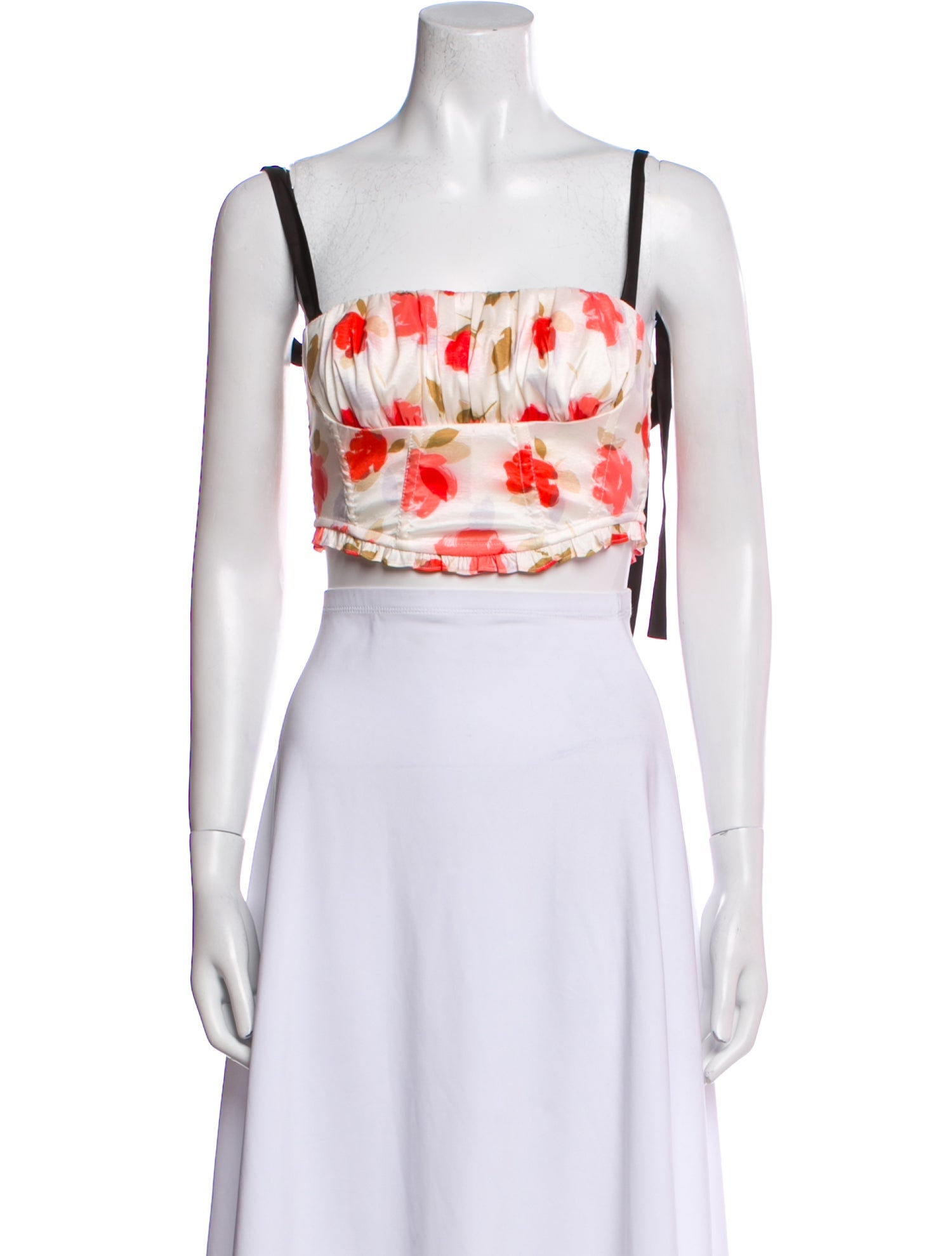 For Love & Lemons Floral Print Square Neckline Crop Top