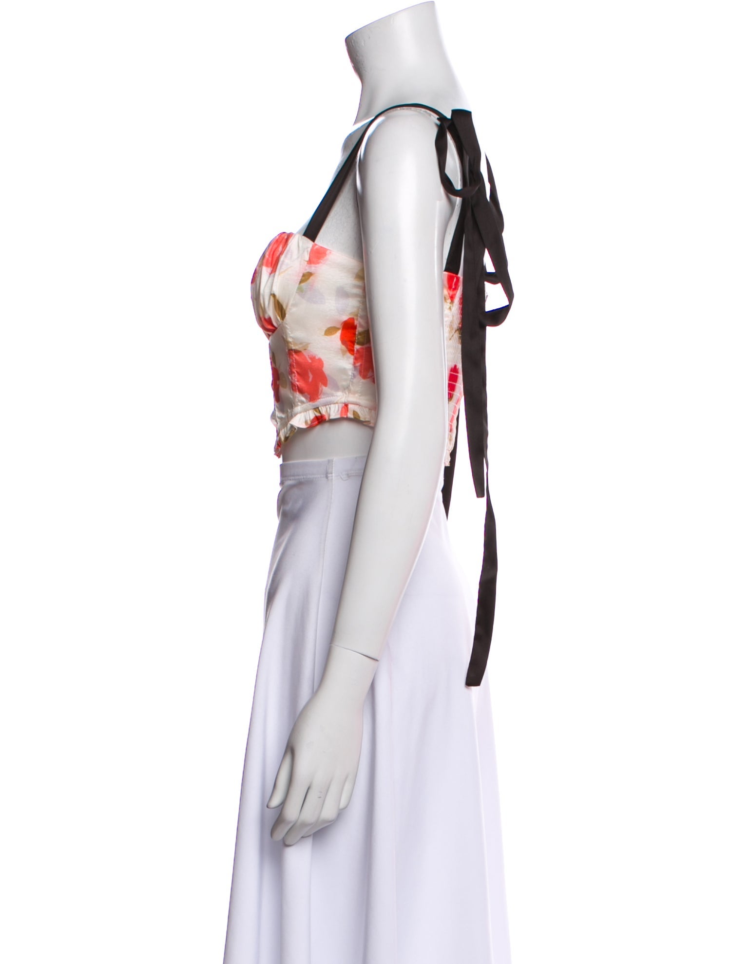 For Love & Lemons Floral Print Square Neckline Crop Top