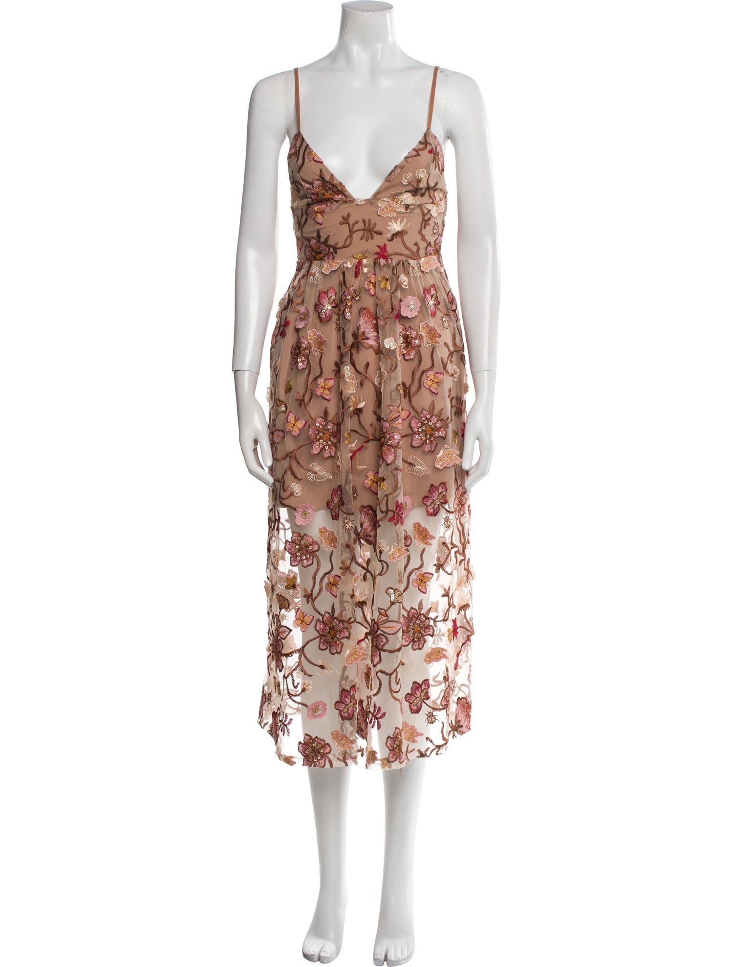 For Love & Lemons Floral Print Midi Length Dress