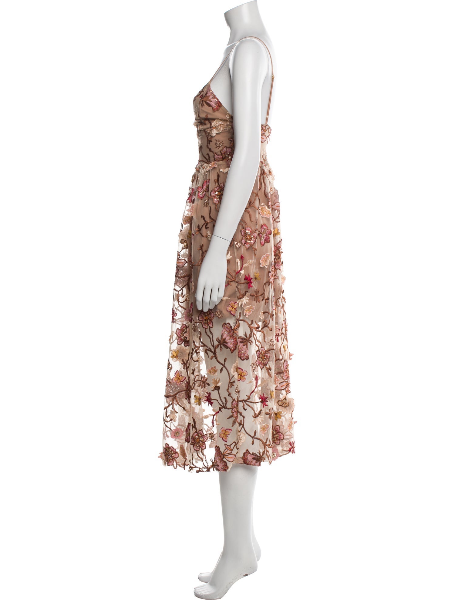 For Love & Lemons Floral Print Midi Length Dress