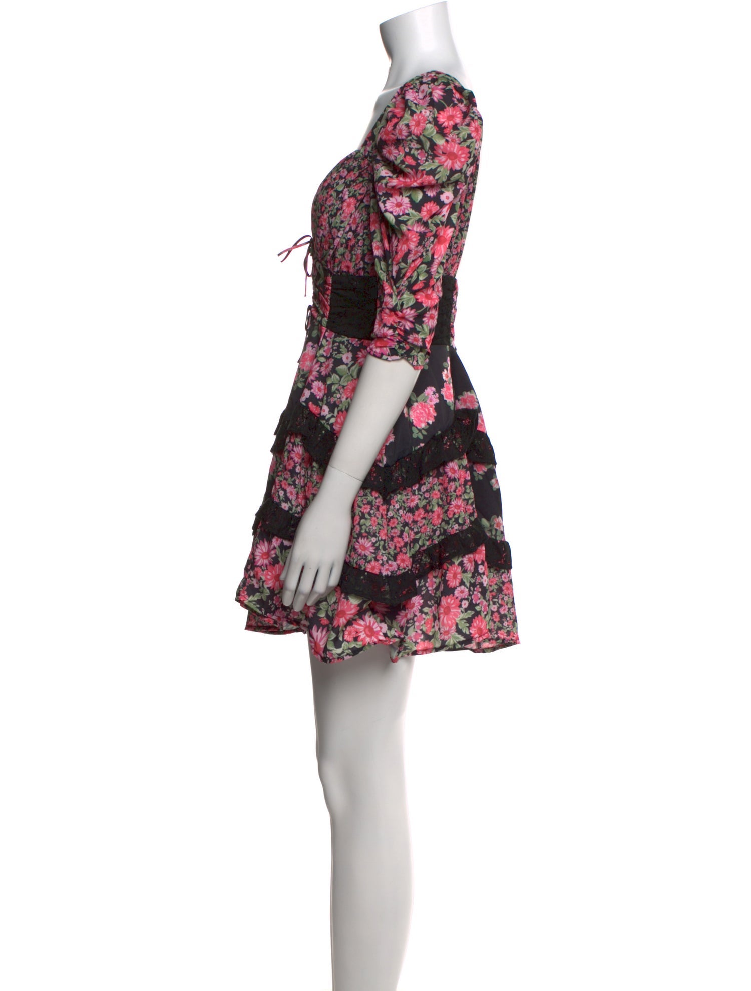 For Love & Lemons Floral Print Mini Dress