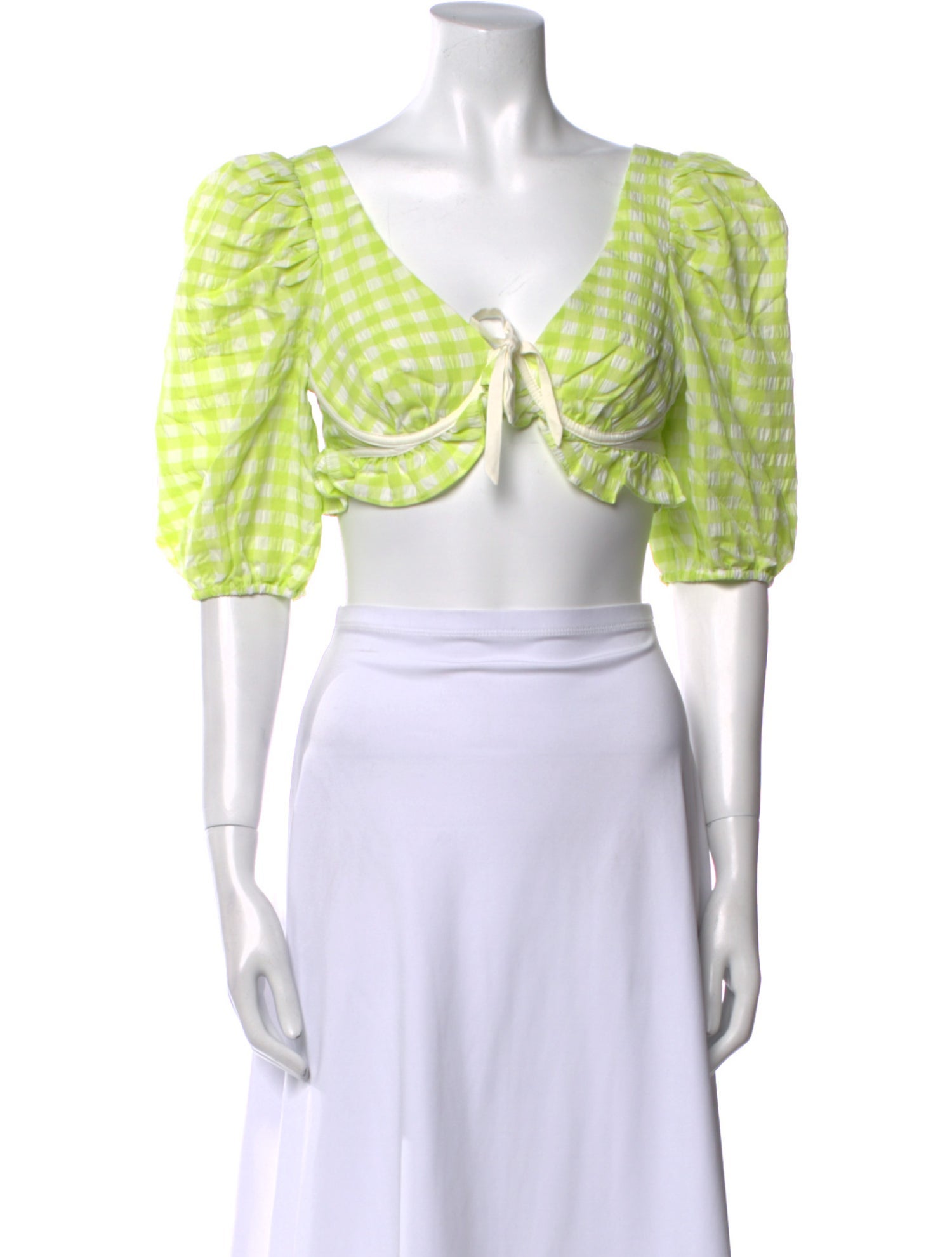 For Love & Lemons Striped V-Neck Crop Top