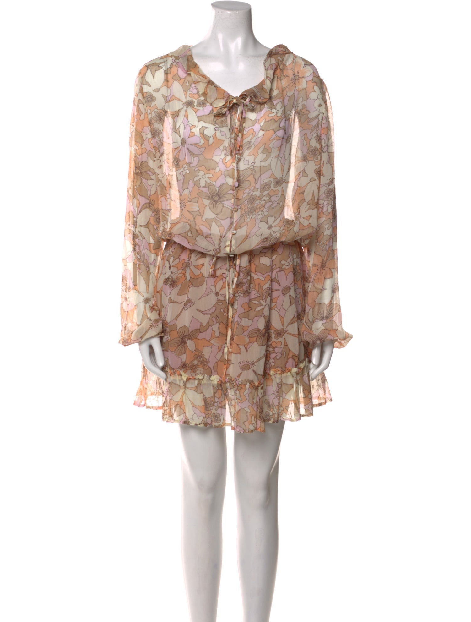 For Love & Lemons Floral Print Knee-Length Dress