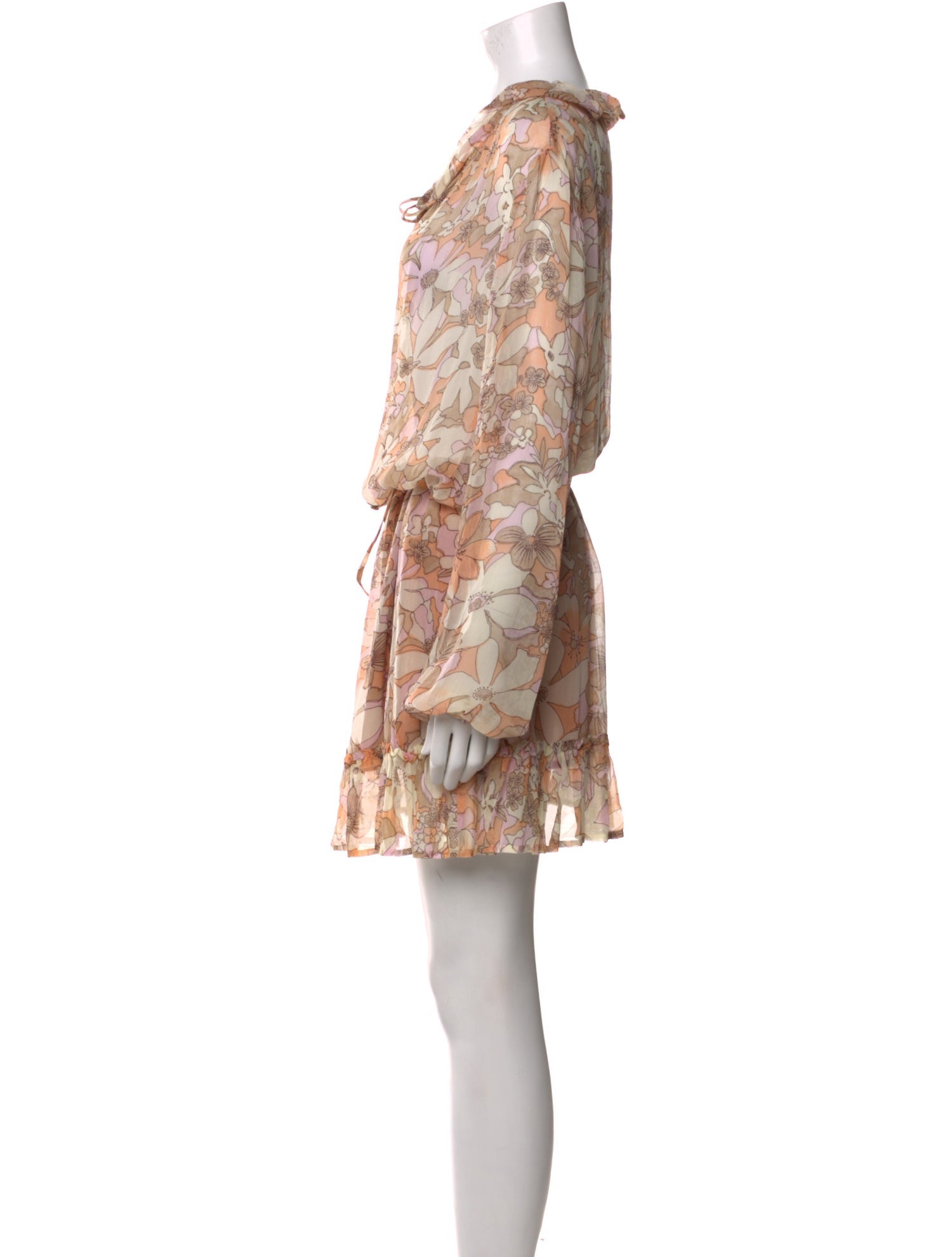 For Love & Lemons Floral Print Knee-Length Dress