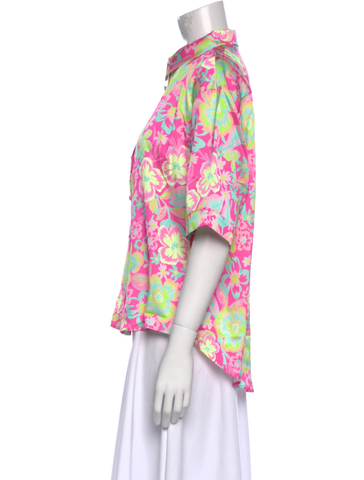 For Love & Lemons Floral Print Mock Neck Blouse