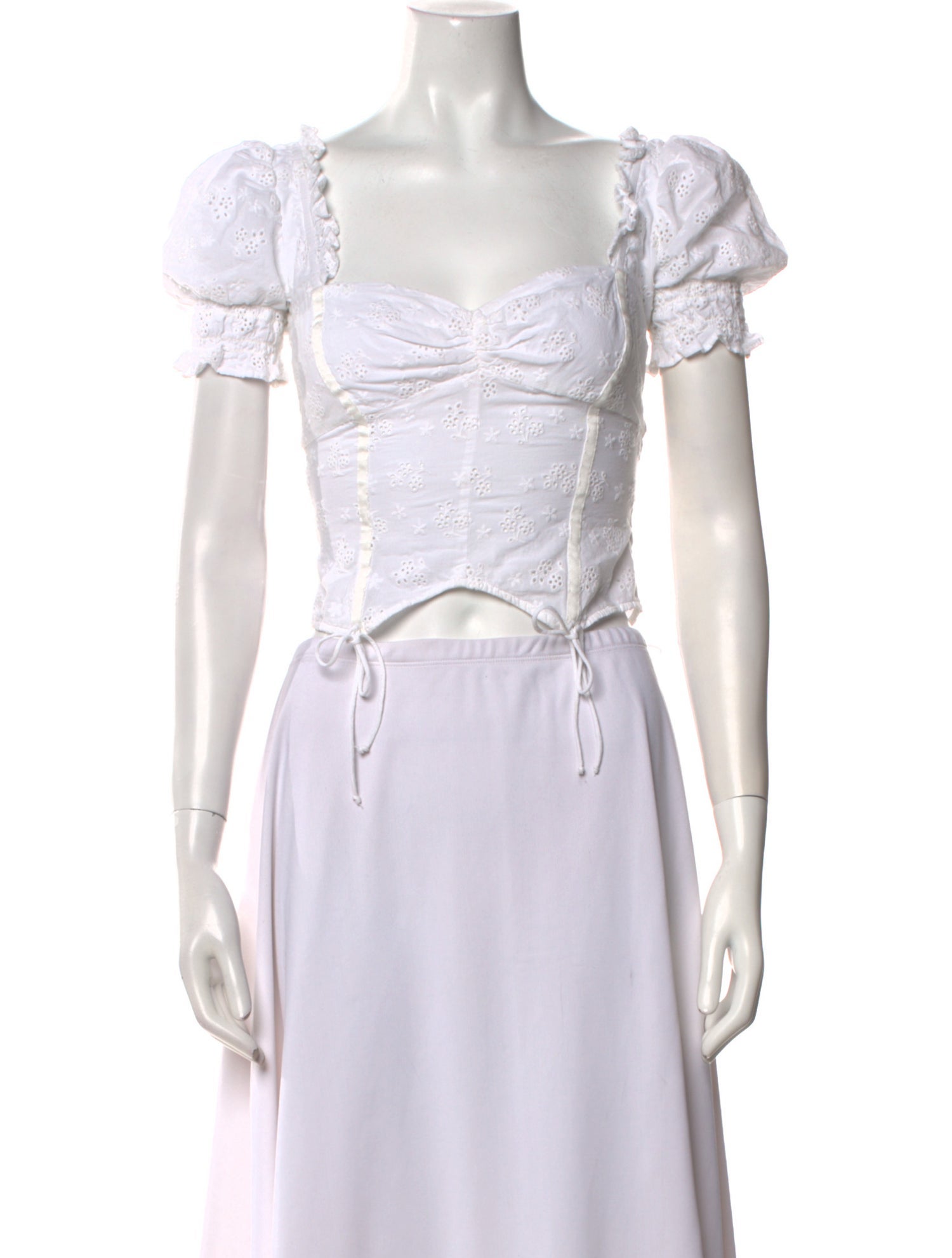 For Love & Lemons Square Neckline Short Sleeve Crop Top