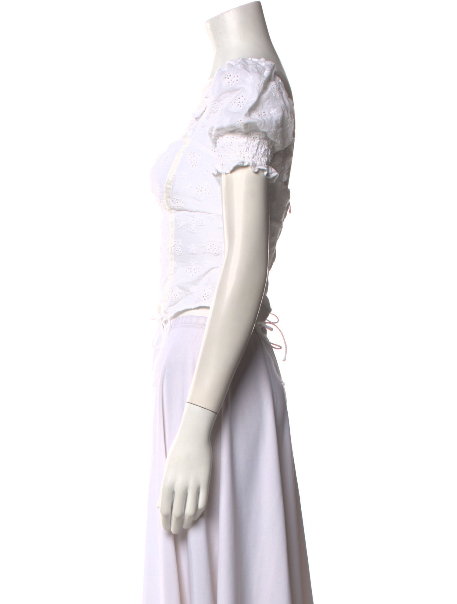 For Love & Lemons Square Neckline Short Sleeve Crop Top