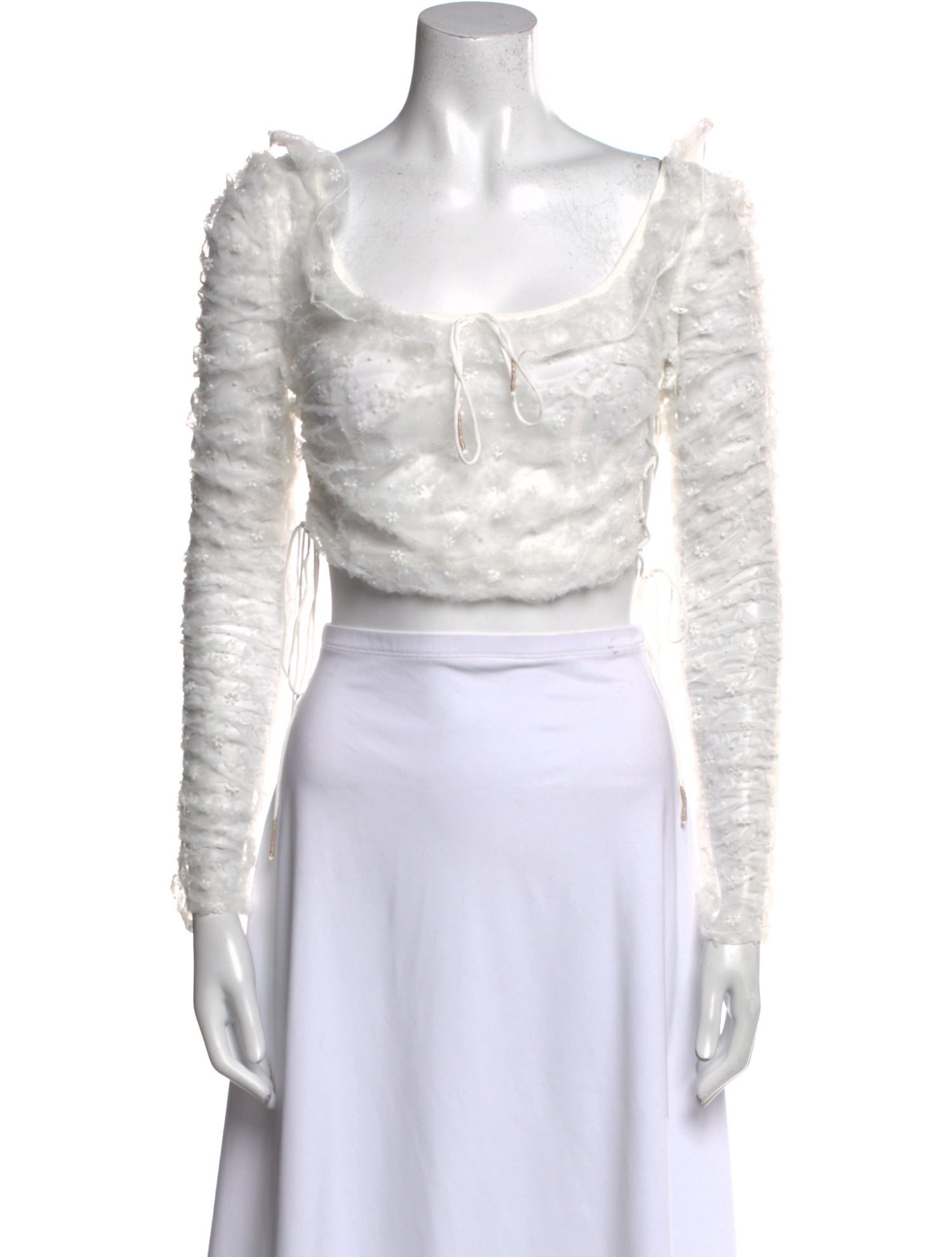 For Love & Lemons Scoop Neck Long Sleeve Crop Top