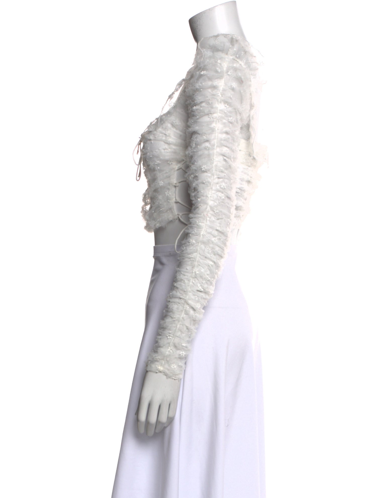 For Love & Lemons Scoop Neck Long Sleeve Crop Top