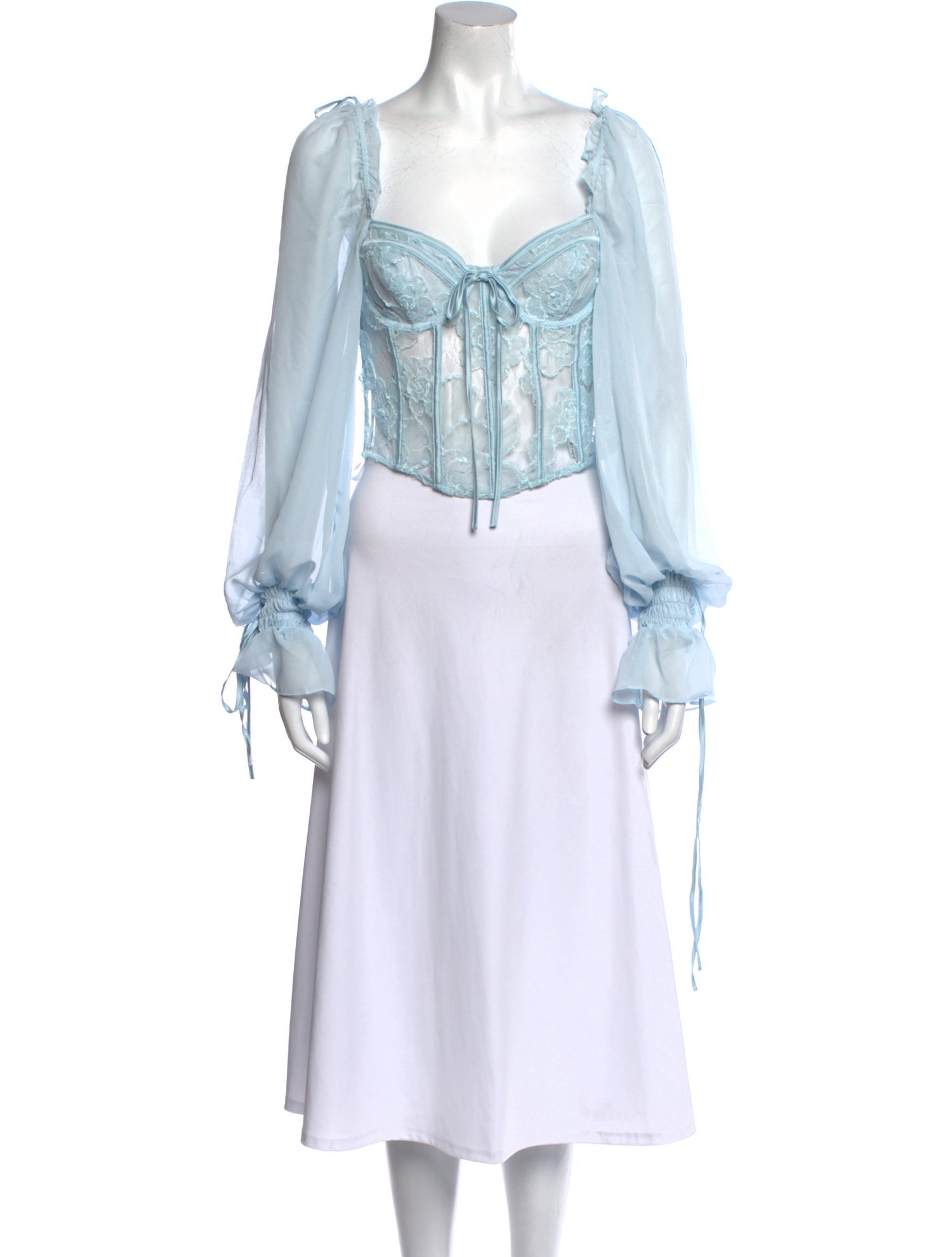 For Love & Lemons Lace Pattern Square Neckline Crop Top