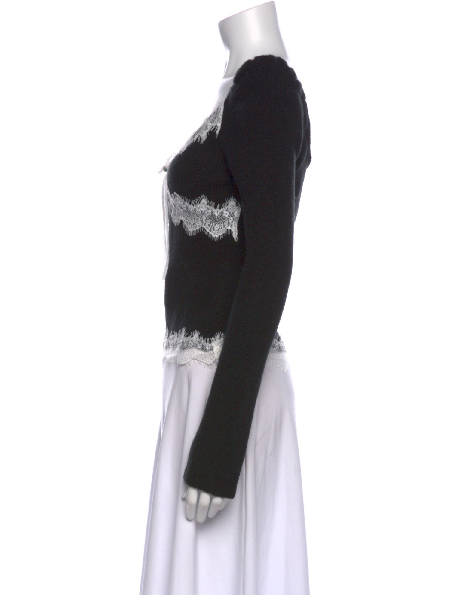 For Love & Lemons Lace Pattern V-Neck Crop Top