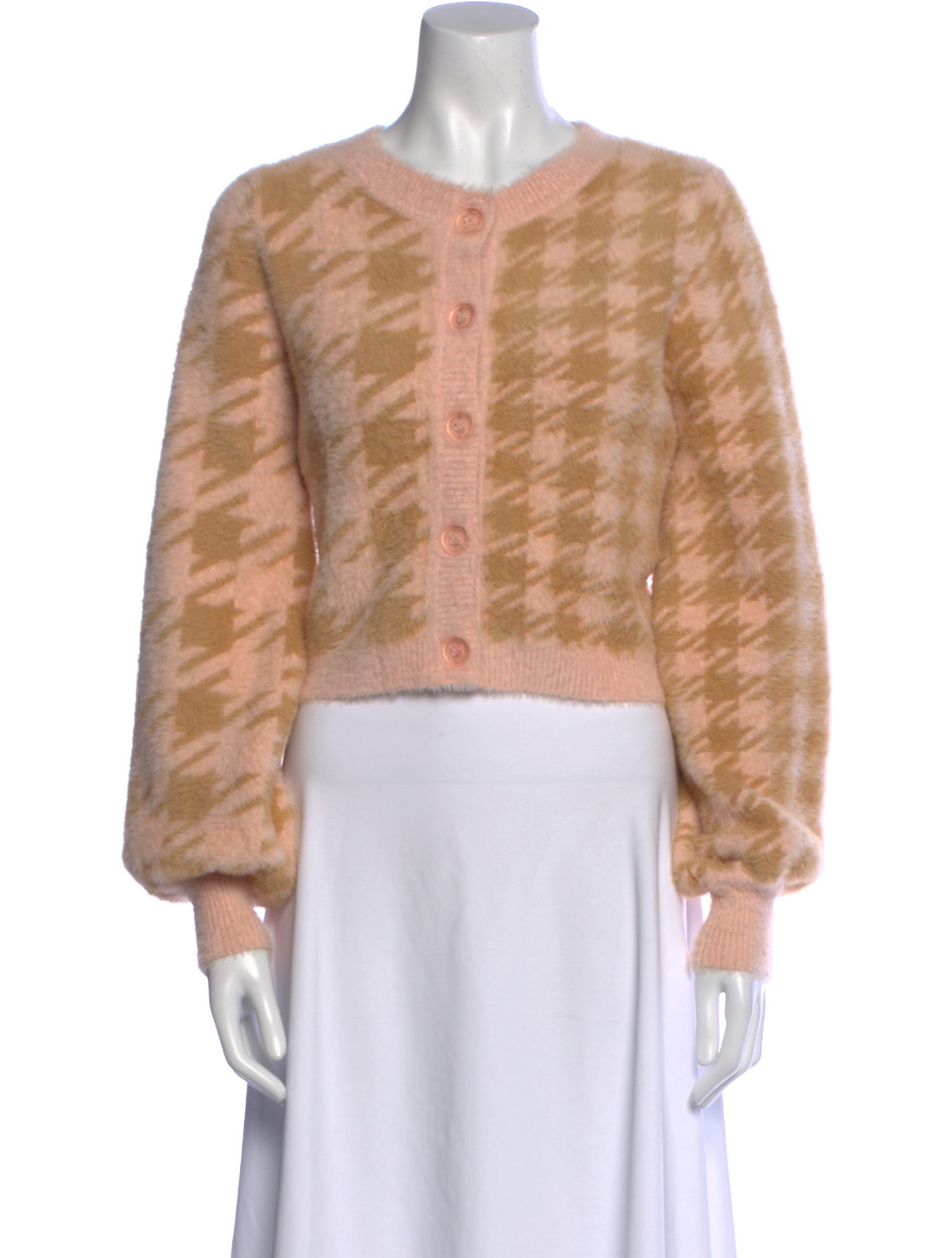 For Love & Lemons Plaid Print Crew Neck Sweater