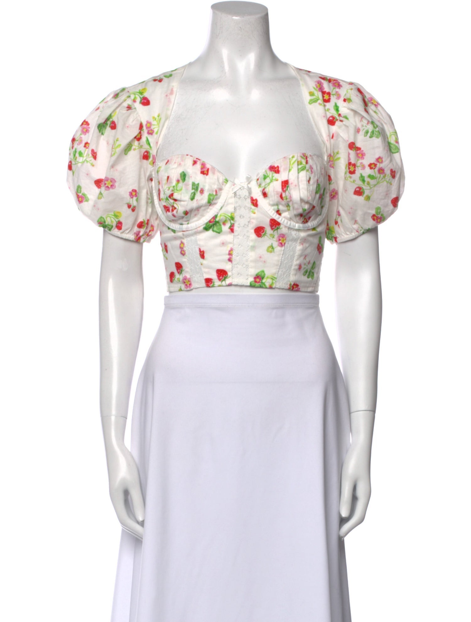 For Love & Lemons Printed Square Neckline Crop Top