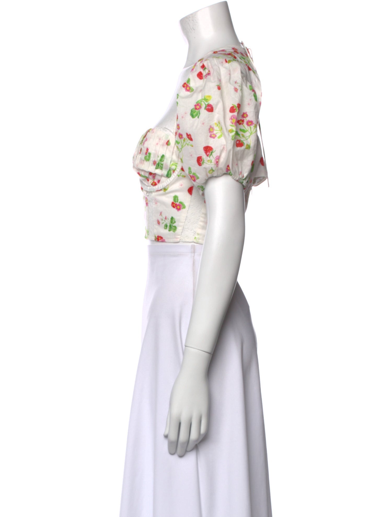 For Love & Lemons Printed Square Neckline Crop Top