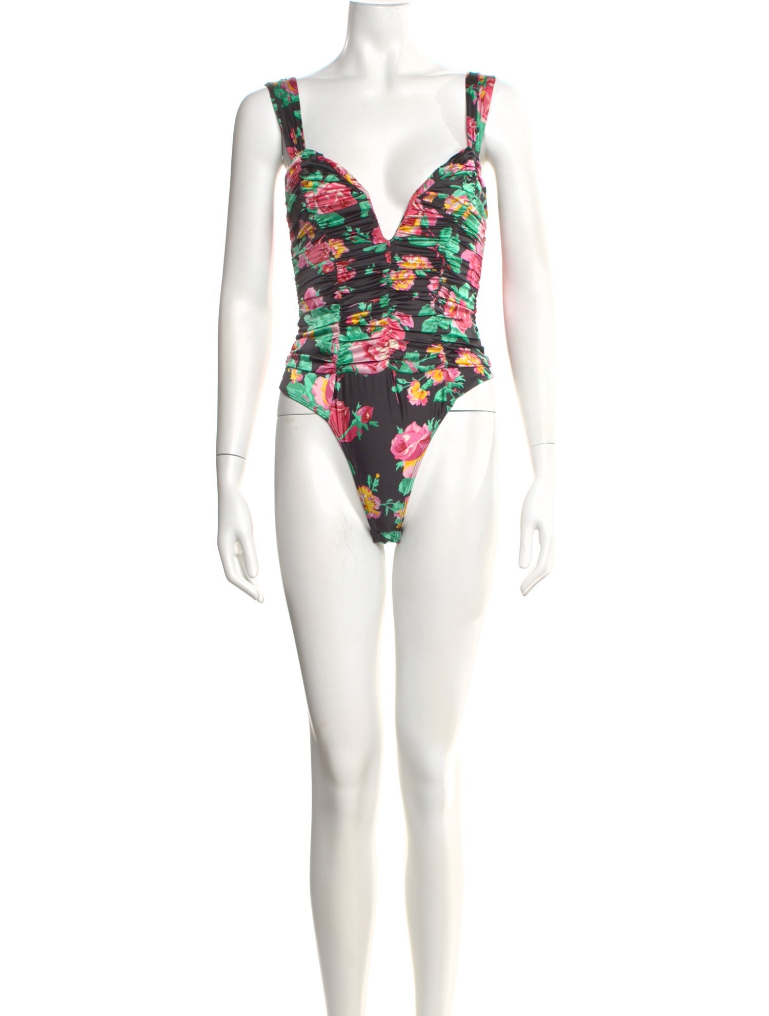 For Love & Lemons Floral Print V-Neck Bodysuit