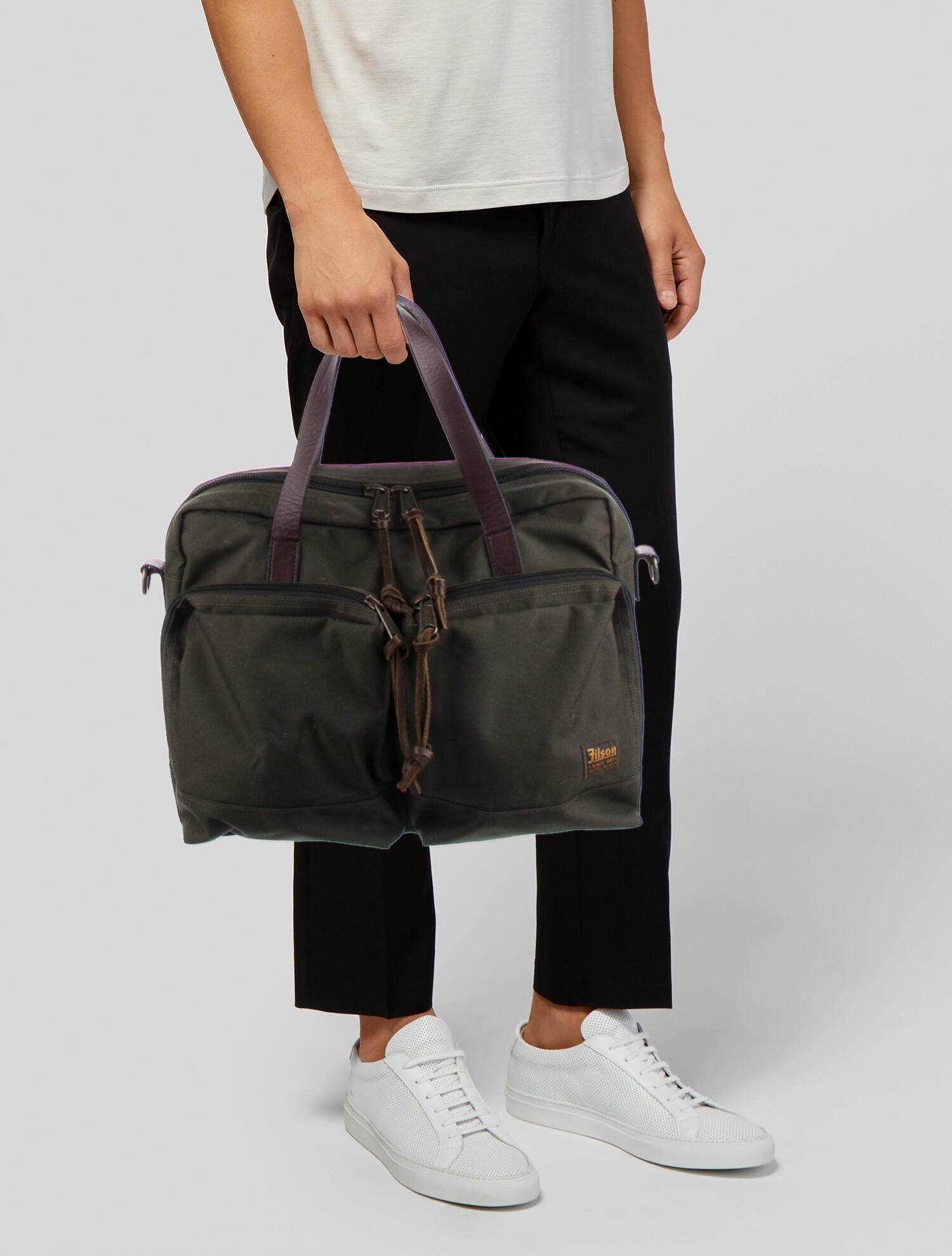 Filson Leather-Trimmed Canvas Satchel