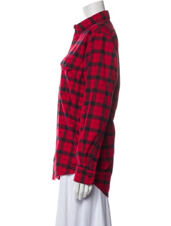 Filson Plaid Print Long Sleeve Button-Up Top