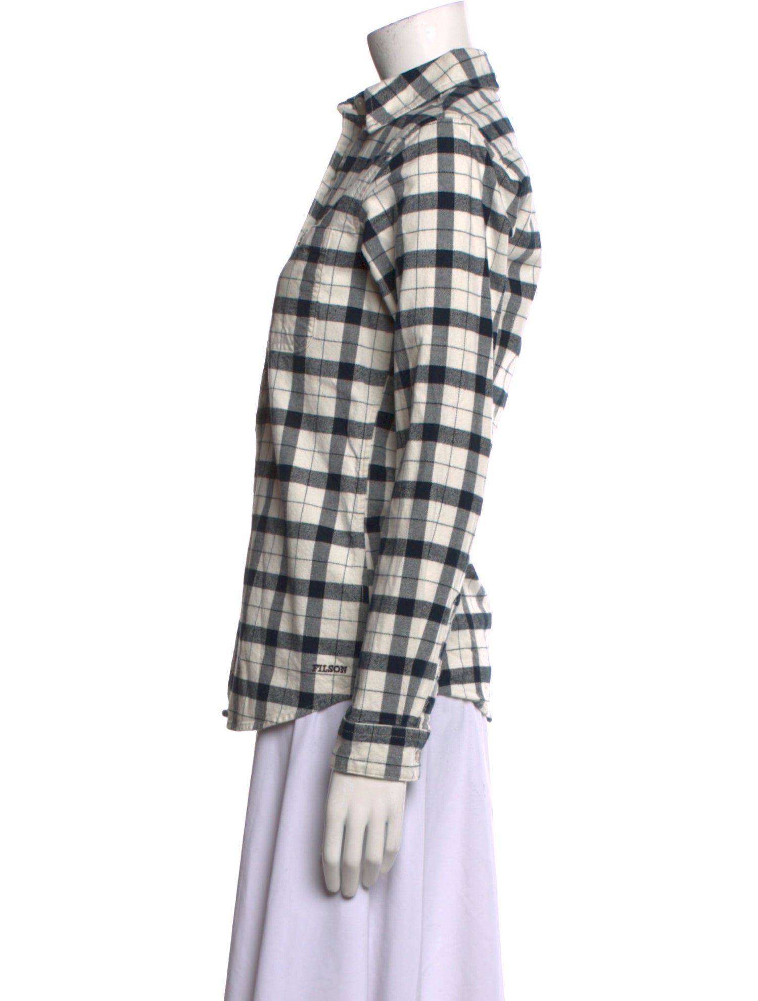 Filson Plaid Print Long Sleeve Button-Up Top