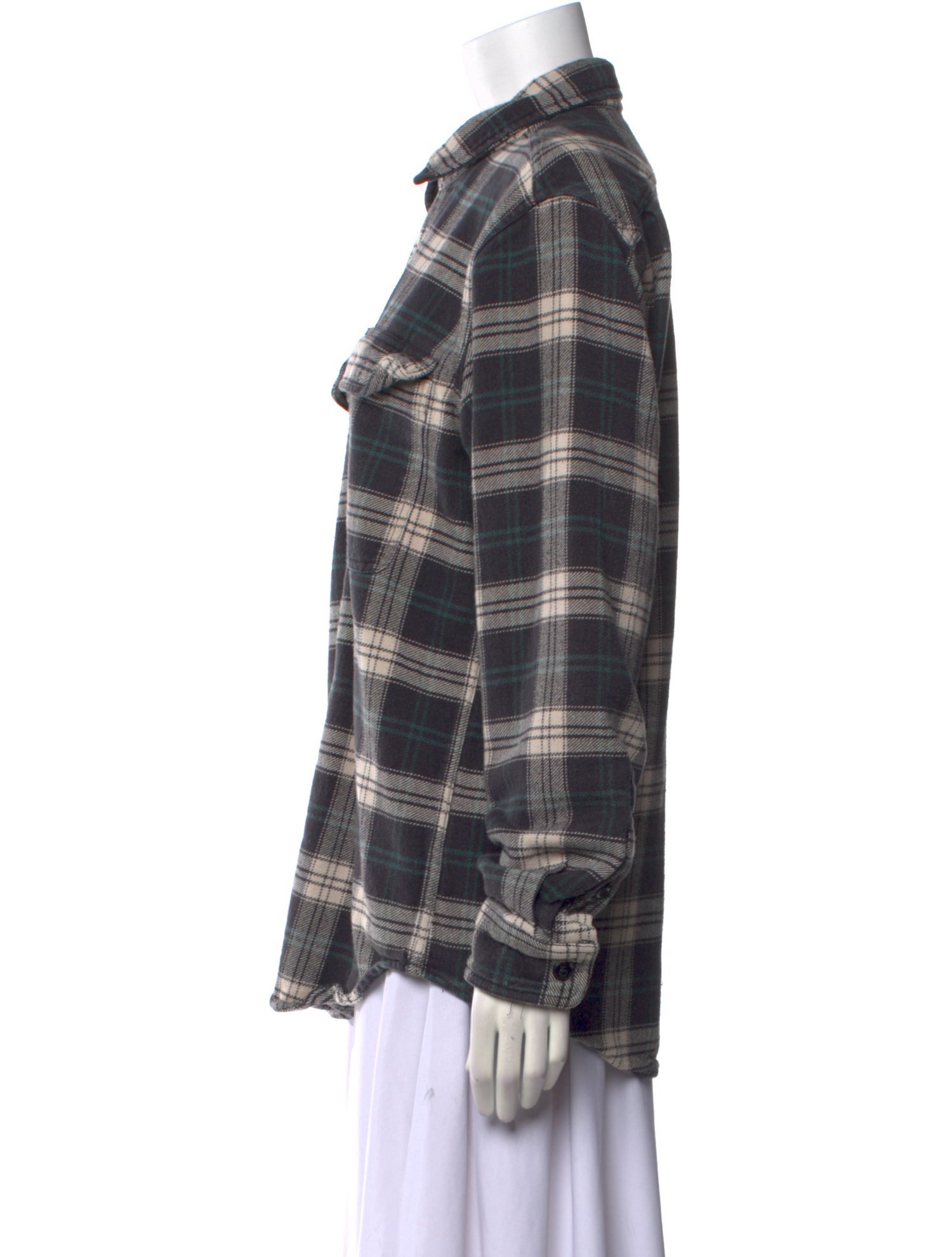 Filson Plaid Print Long Sleeve Button-Up Top