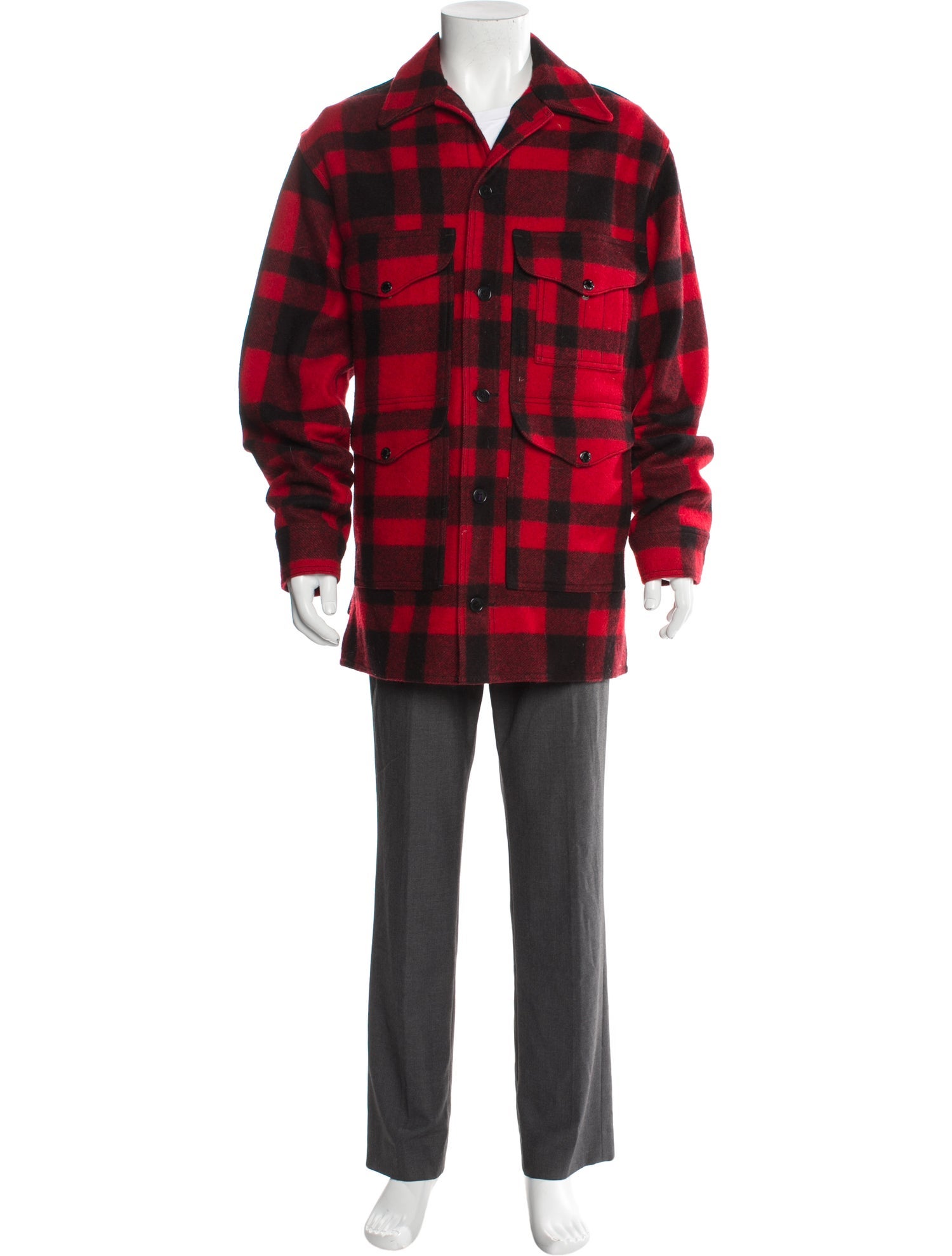 Filson Virgin Wool Plaid Print Overcoat