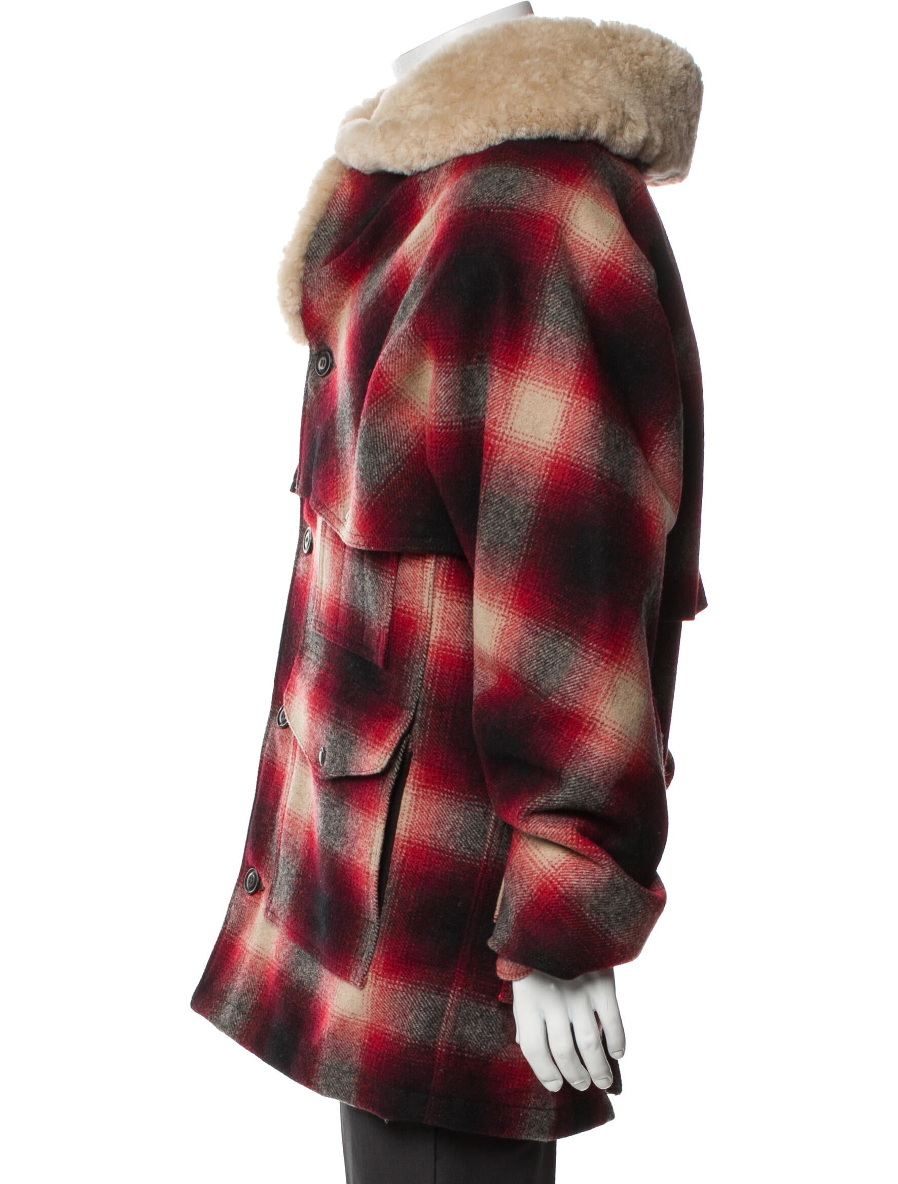 Filson Wool Plaid Print Puffer Coat