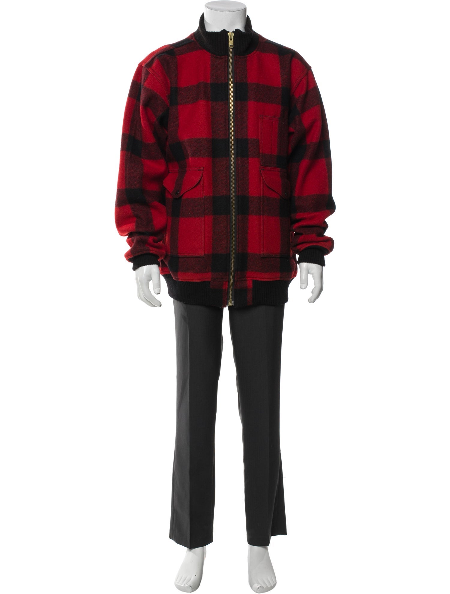 Filson Virgin Wool Plaid Print Bomber Jacket