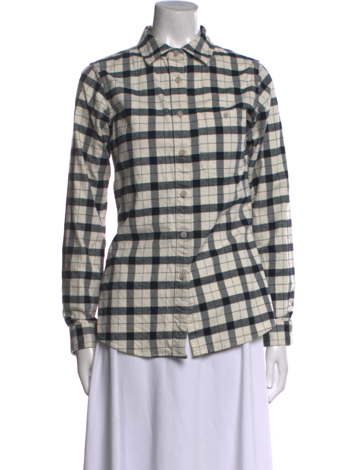 Filson Plaid Print Long Sleeve Button-Up Top